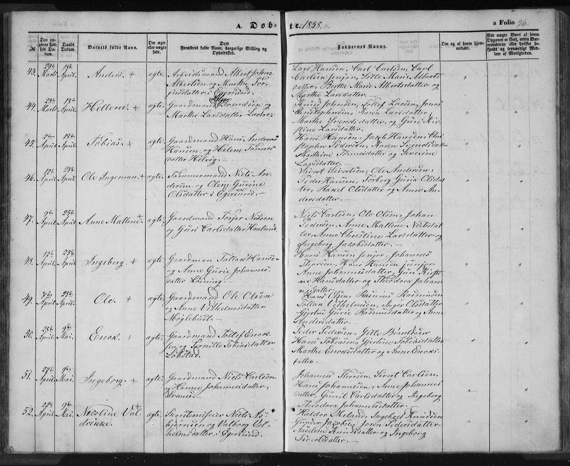 Eigersund sokneprestkontor, AV/SAST-A-101807/S08/L0012: Parish register (official) no. A 12.1, 1850-1865, p. 96