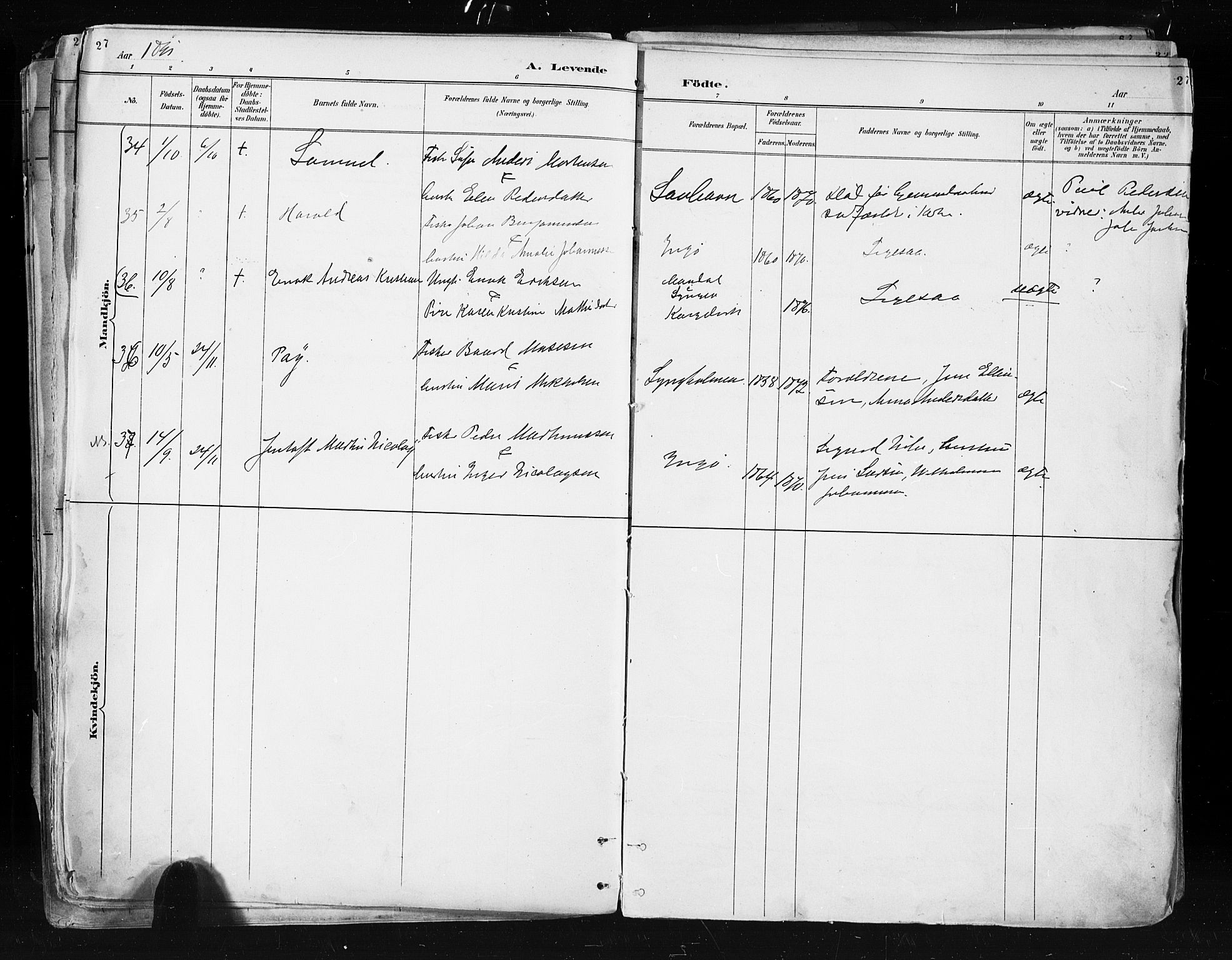 Måsøy sokneprestkontor, AV/SATØ-S-1348/H/Ha/L0005kirke: Parish register (official) no. 5, 1892-1902, p. 27