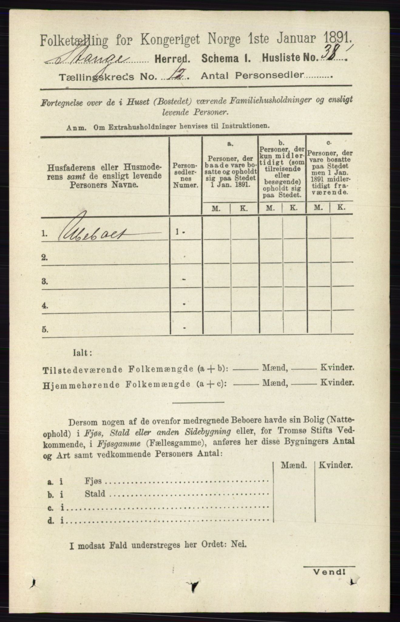 RA, 1891 census for 0417 Stange, 1891, p. 7986