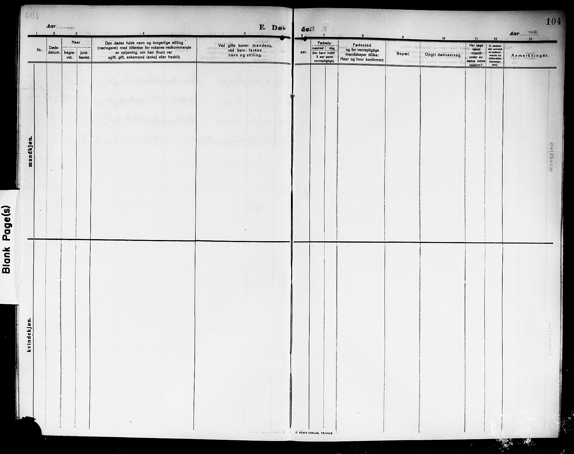 Rakkestad prestekontor Kirkebøker, SAO/A-2008/G/Gb/L0002: Parish register (copy) no. II 2, 1909-1920, p. 104