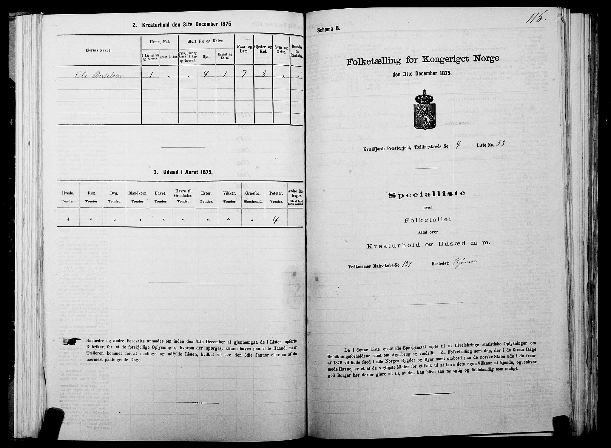 SATØ, 1875 census for 1911P Kvæfjord, 1875, p. 3115