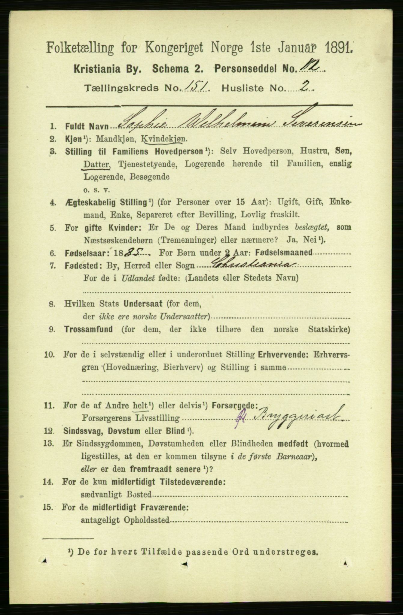 RA, 1891 census for 0301 Kristiania, 1891, p. 84425