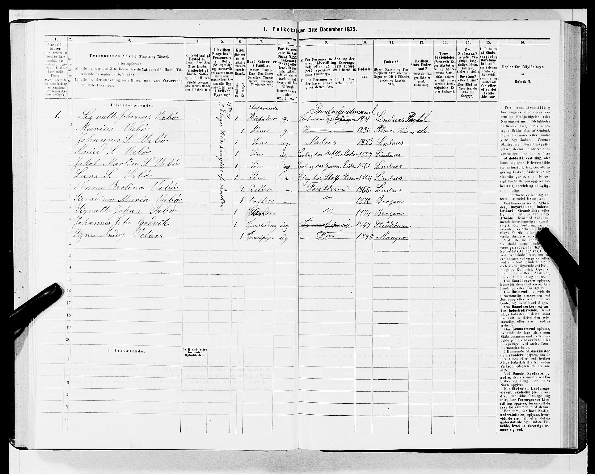 SAB, 1875 census for 1301 Bergen, 1875, p. 2776