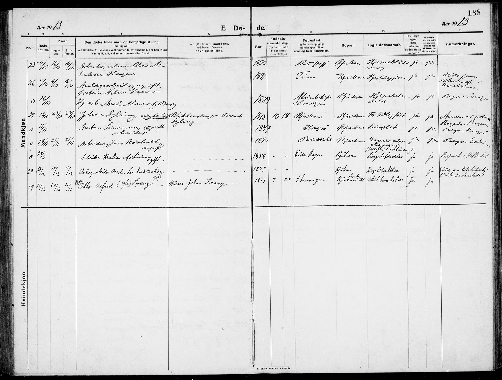 Rjukan kirkebøker, SAKO/A-294/F/Fa/L0002: Parish register (official) no. 2, 1912-1917, p. 188