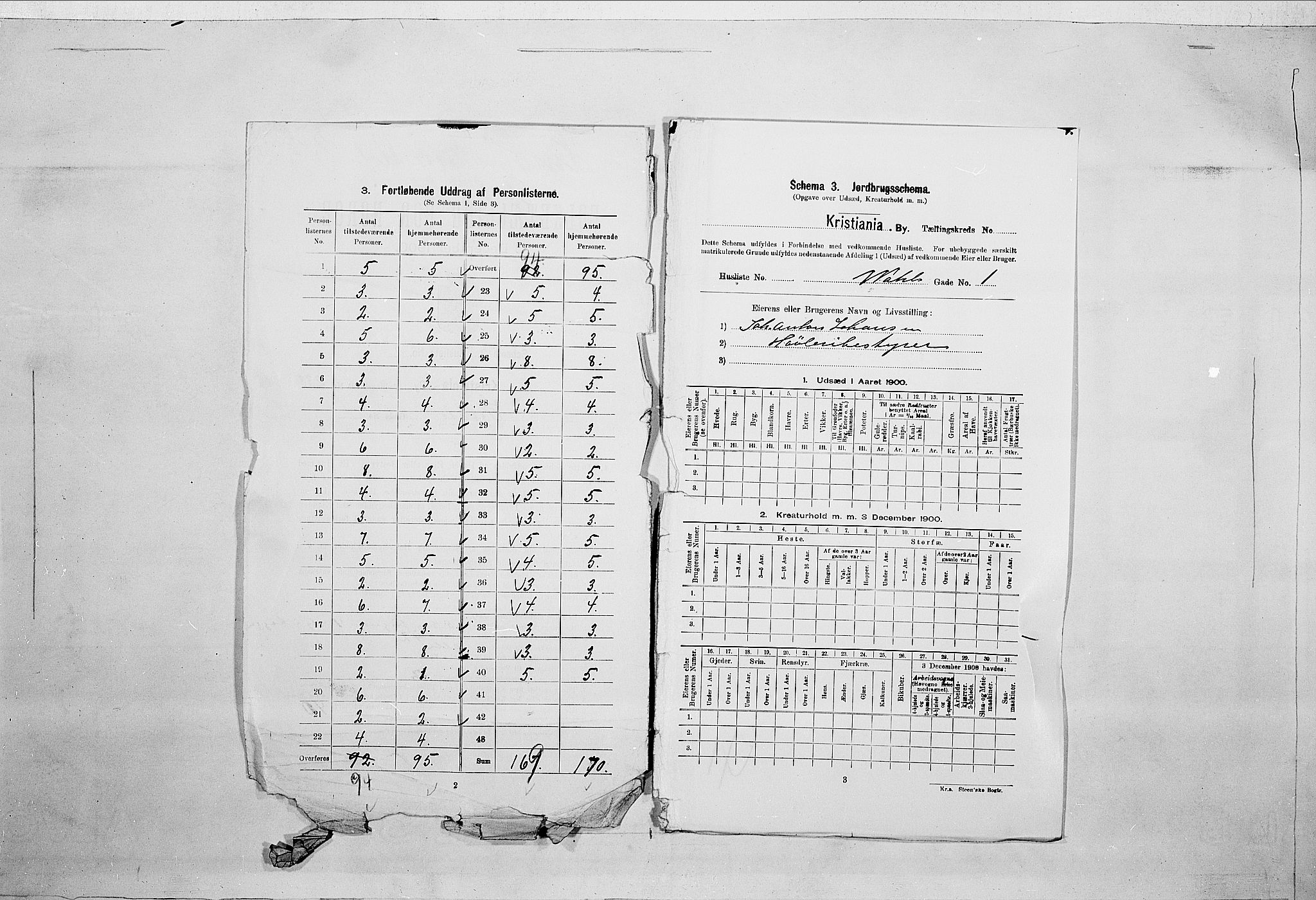 SAO, 1900 census for Kristiania, 1900, p. 109836