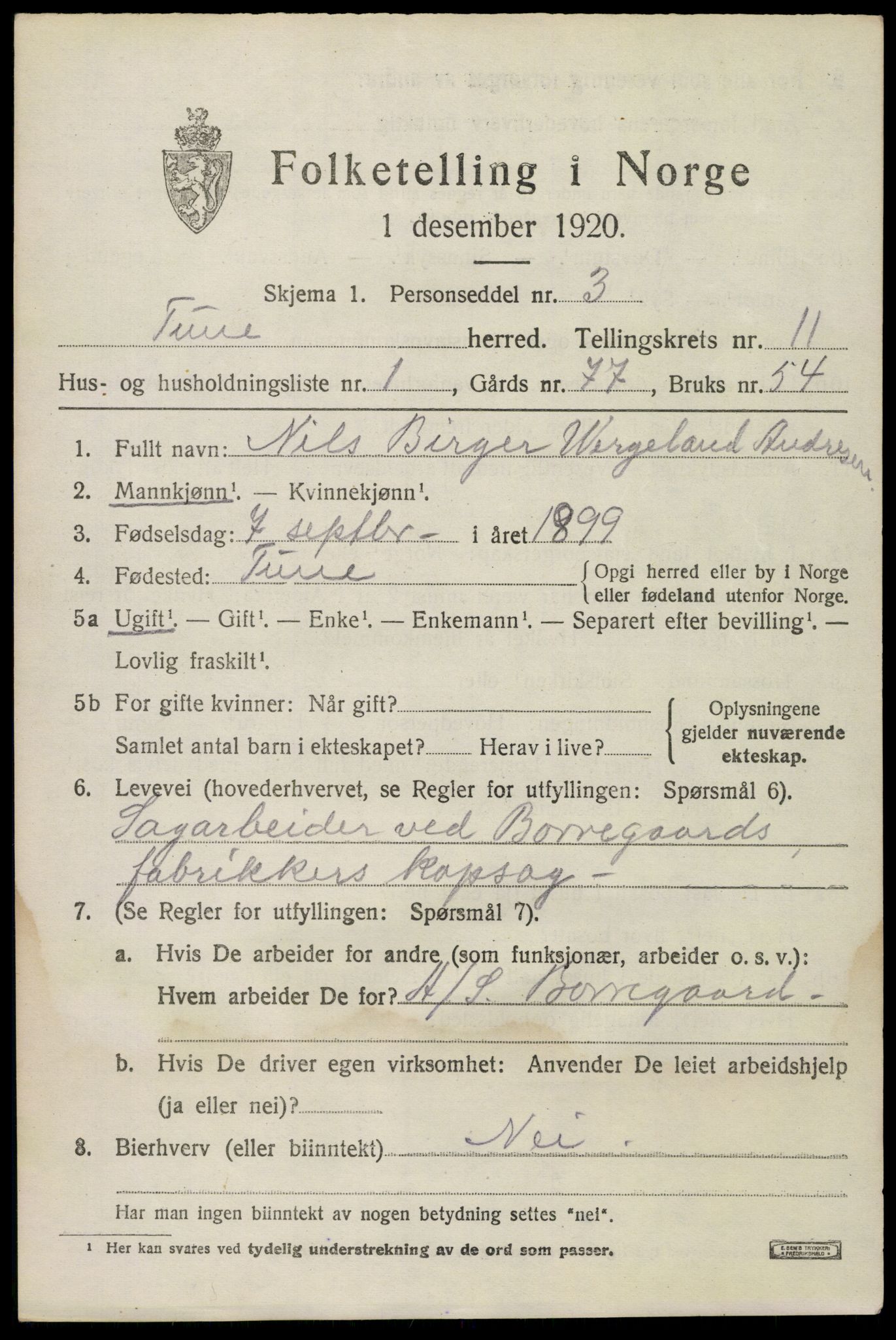 SAO, 1920 census for Tune, 1920, p. 14038