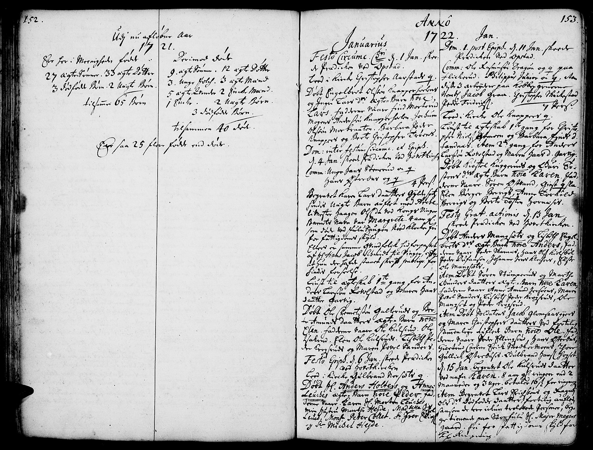 Strøm-Odalen prestekontor, AV/SAH-PREST-028/H/Ha/Haa/L0002: Parish register (official) no. 2, 1716-1740, p. 152-153