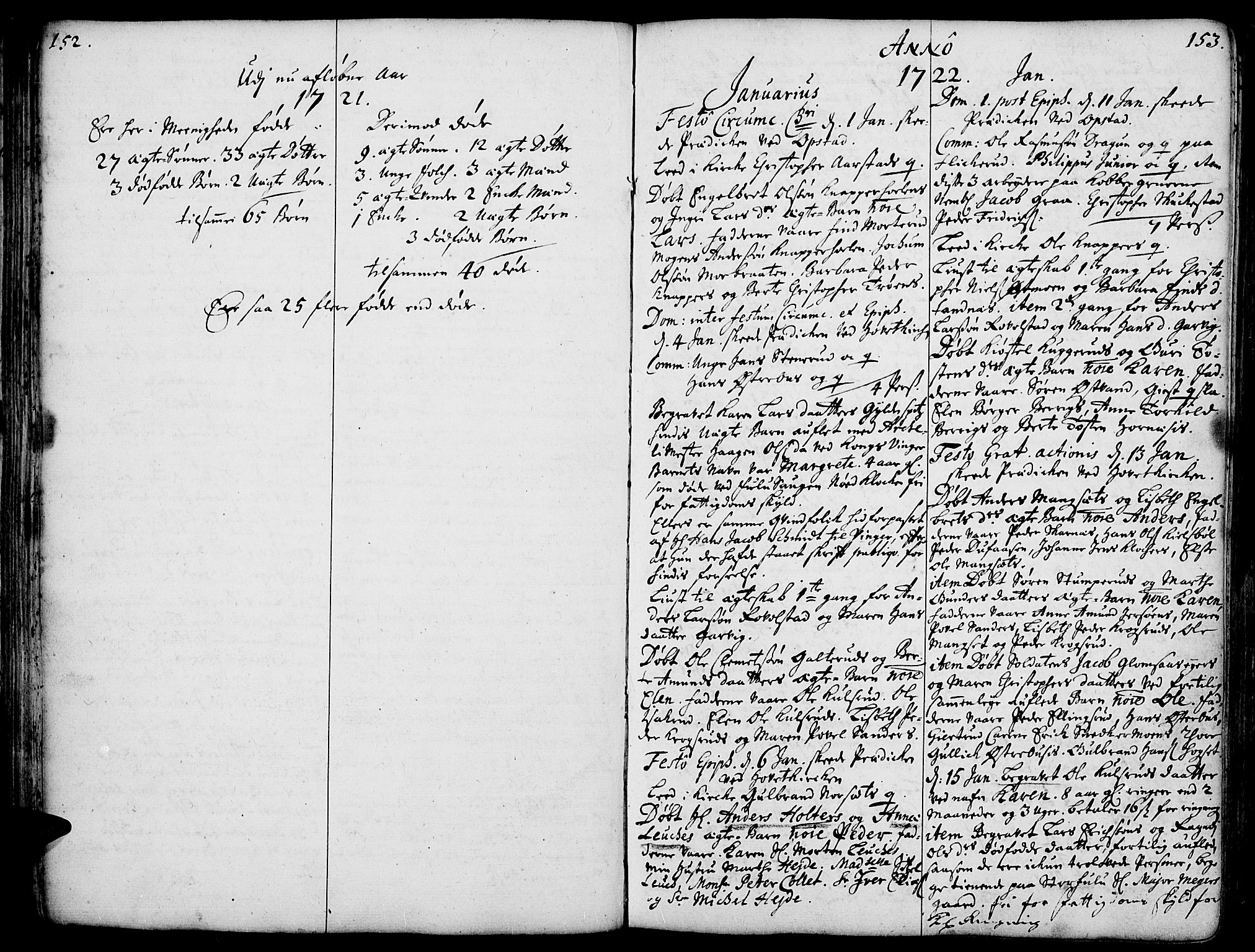 Strøm-Odalen prestekontor, SAH/PREST-028/H/Ha/Haa/L0002: Parish register (official) no. 2, 1716-1740, p. 152-153