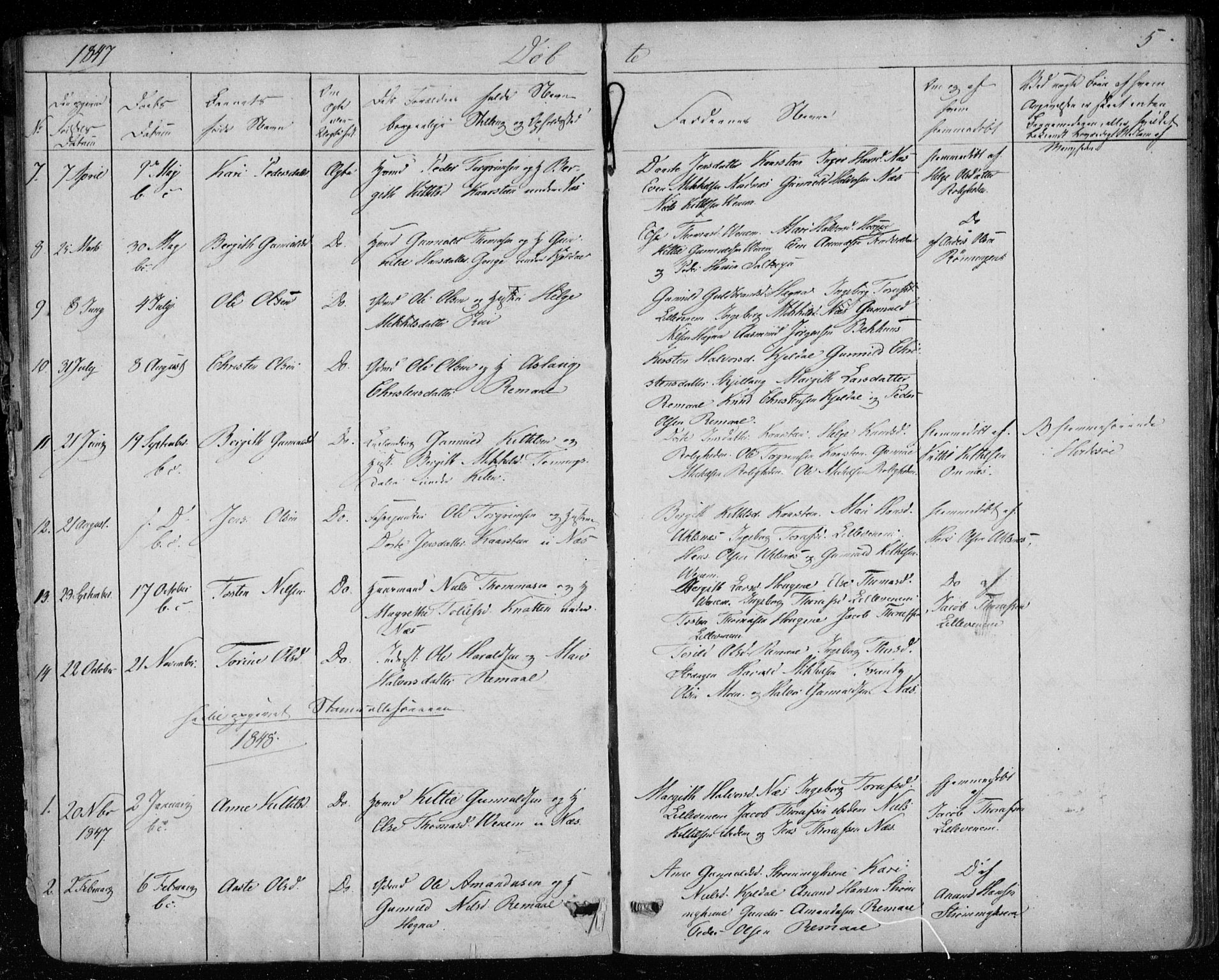 Lunde kirkebøker, SAKO/A-282/F/Fb/L0001: Parish register (official) no. II 1, 1845-1861, p. 5