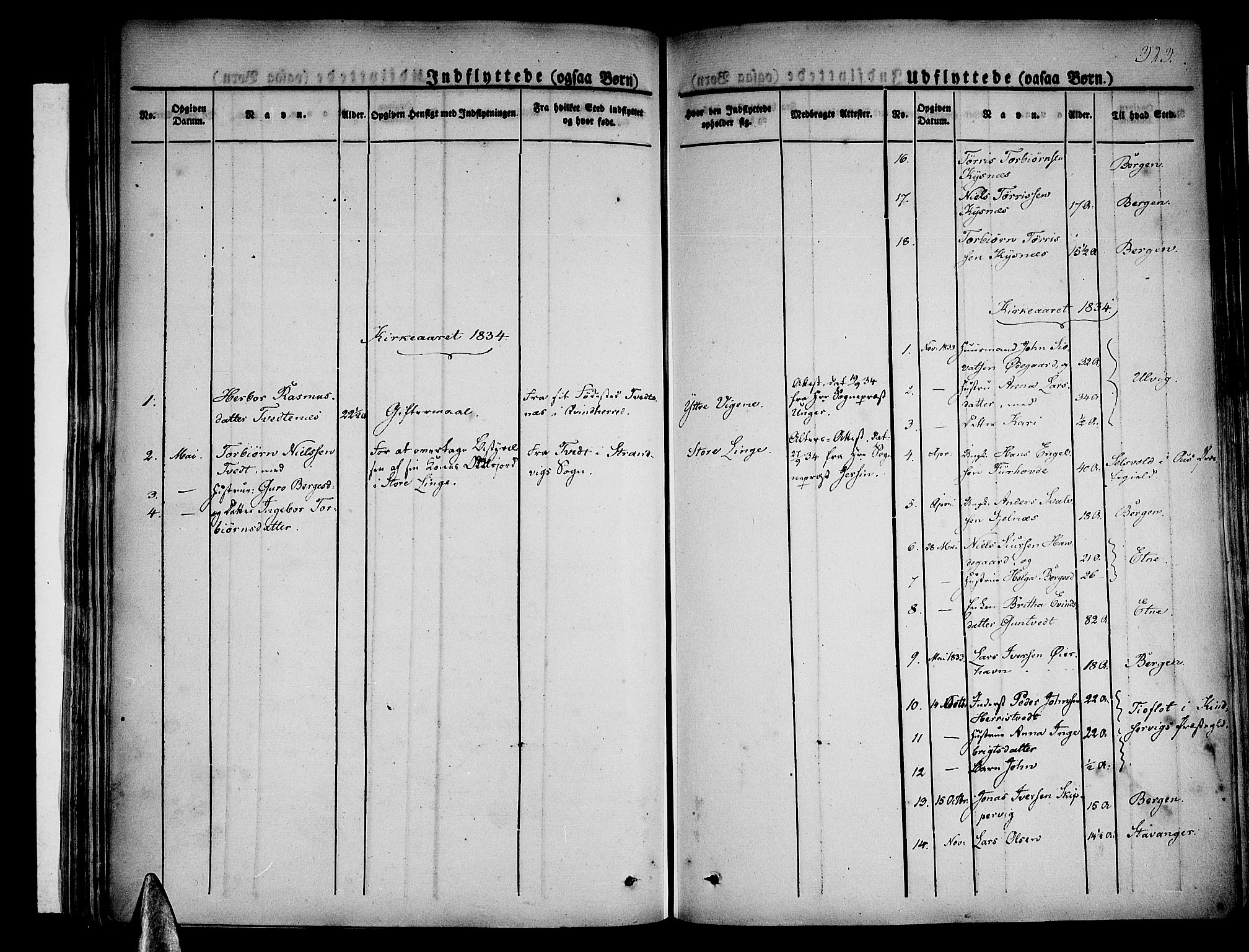 Strandebarm sokneprestembete, AV/SAB-A-78401/H/Haa: Parish register (official) no. A 6, 1826-1843, p. 323