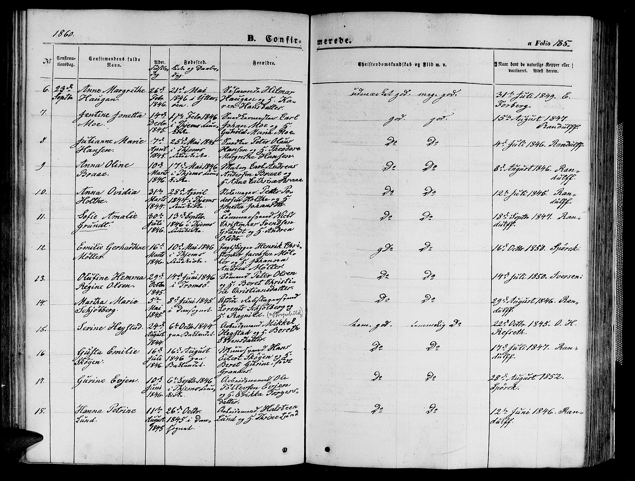 Ministerialprotokoller, klokkerbøker og fødselsregistre - Sør-Trøndelag, SAT/A-1456/602/L0139: Parish register (copy) no. 602C07, 1859-1864, p. 185