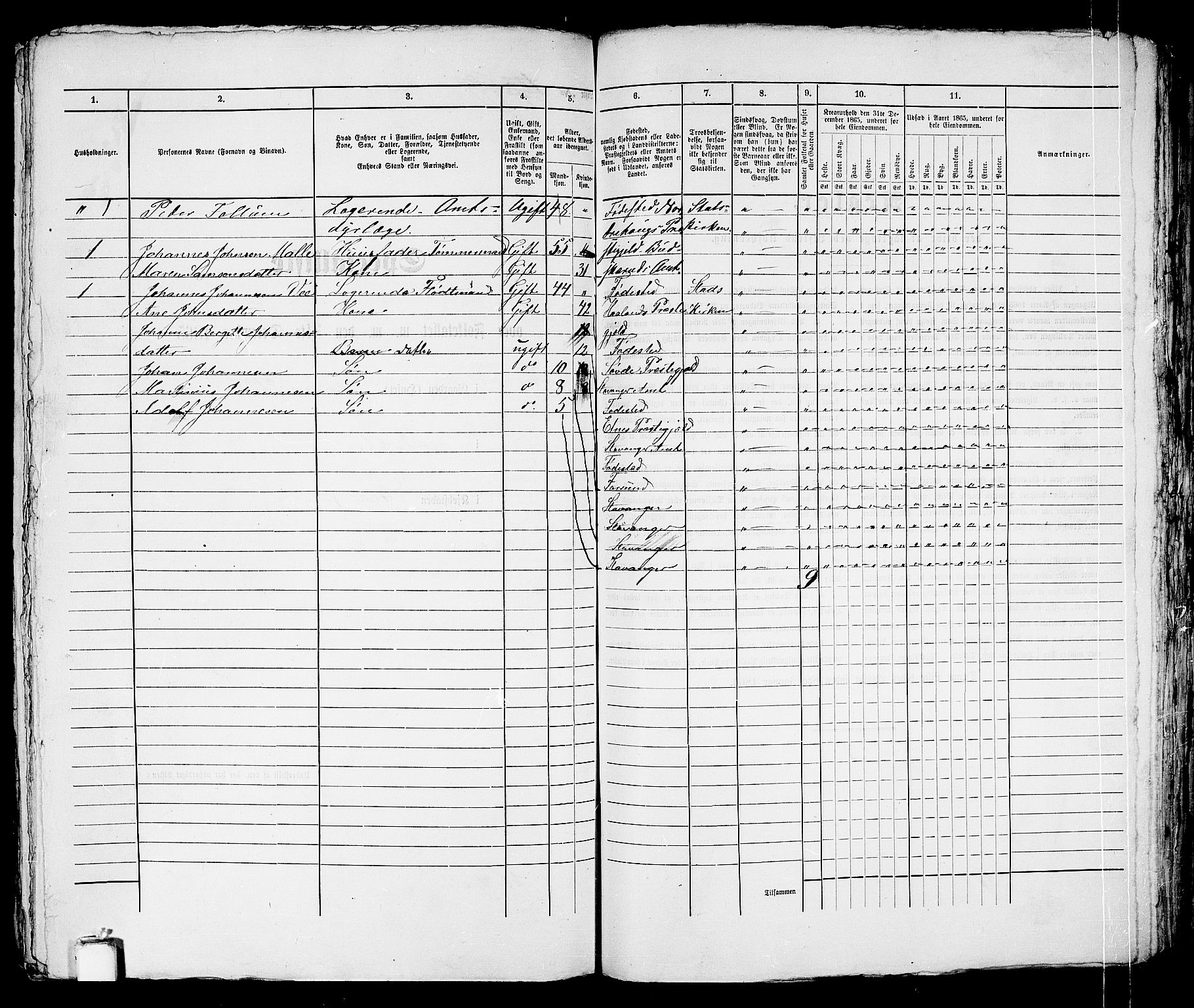 RA, 1865 census for Stavanger, 1865, p. 1427