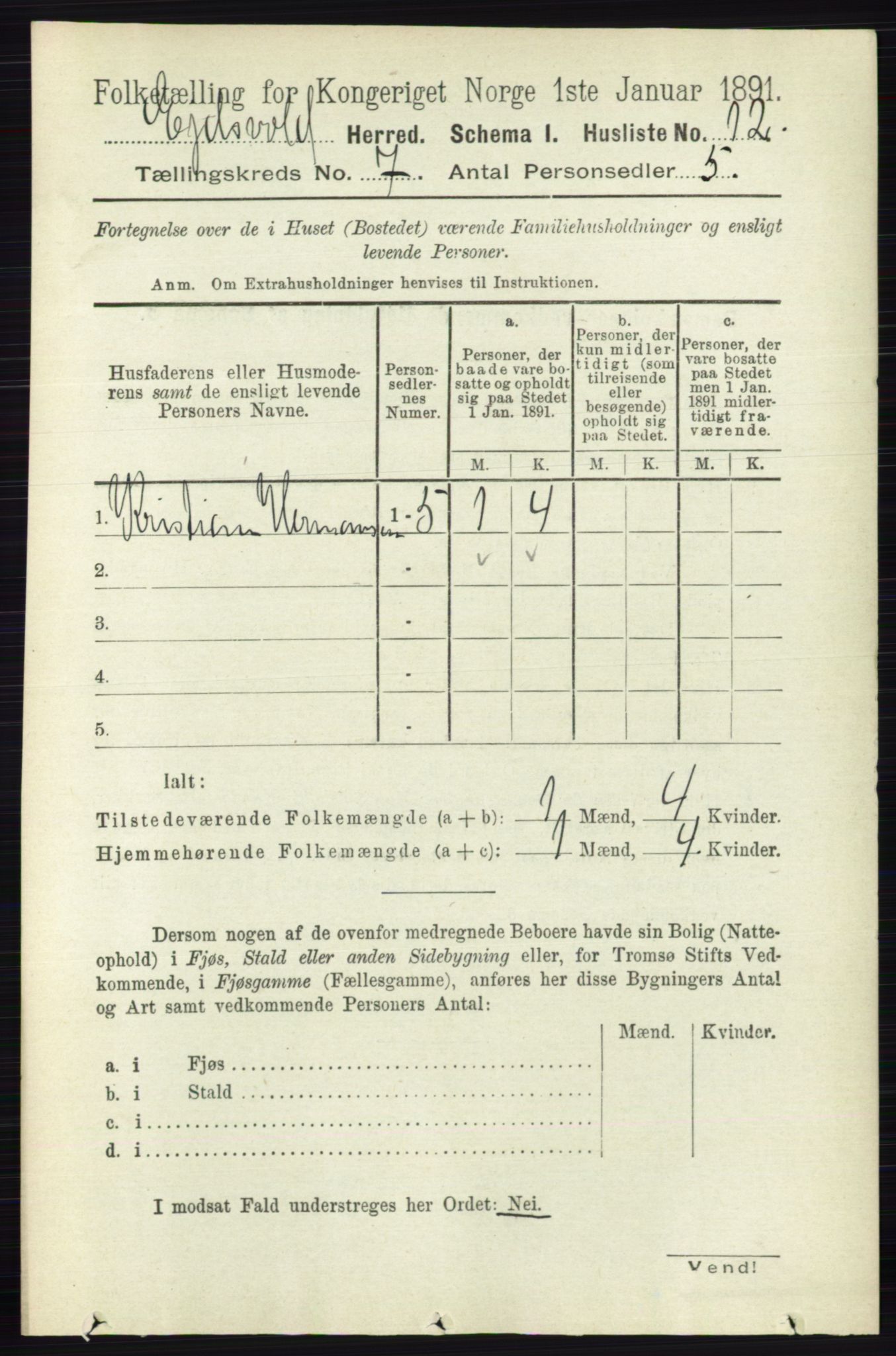 RA, 1891 census for 0237 Eidsvoll, 1891, p. 4518