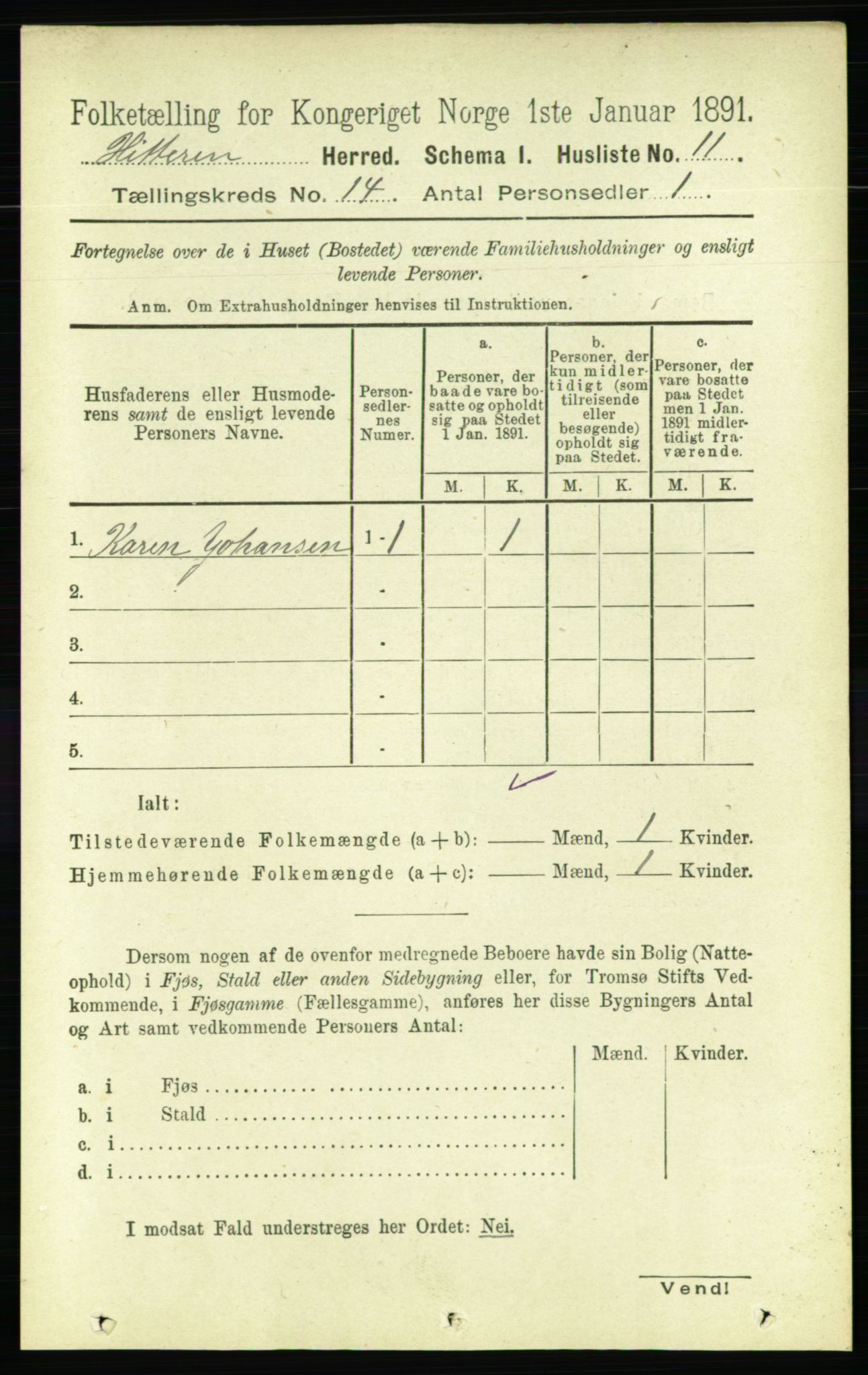 RA, 1891 census for 1617 Hitra, 1891, p. 2964