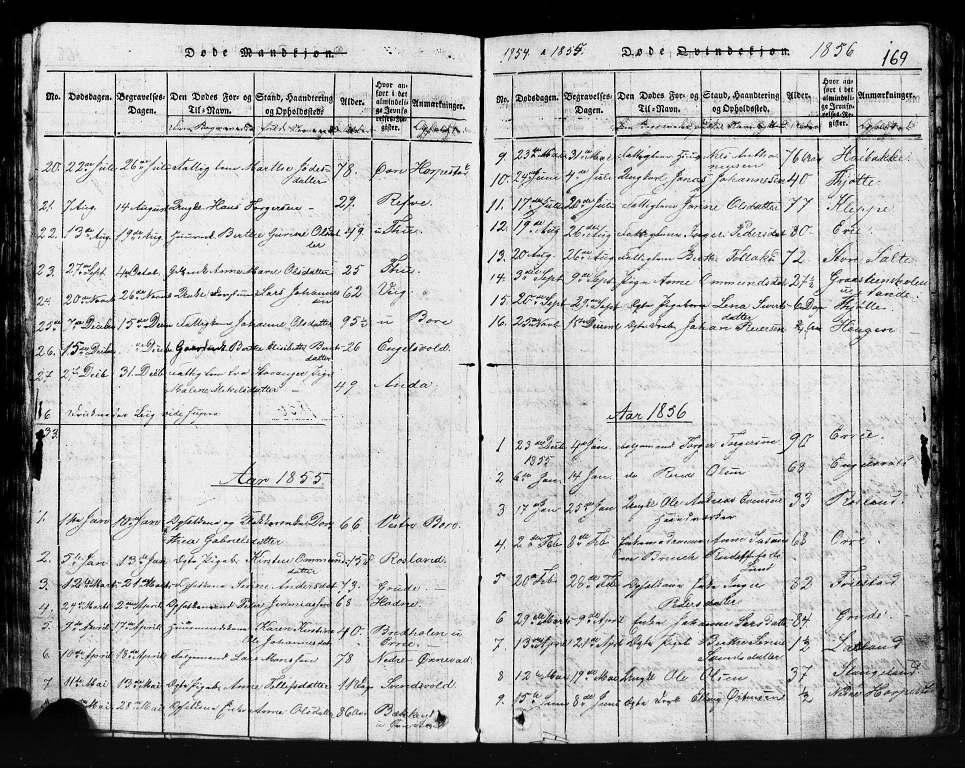 Klepp sokneprestkontor, SAST/A-101803/001/3/30BB/L0001: Parish register (copy) no.  B 1, 1816-1859, p. 169