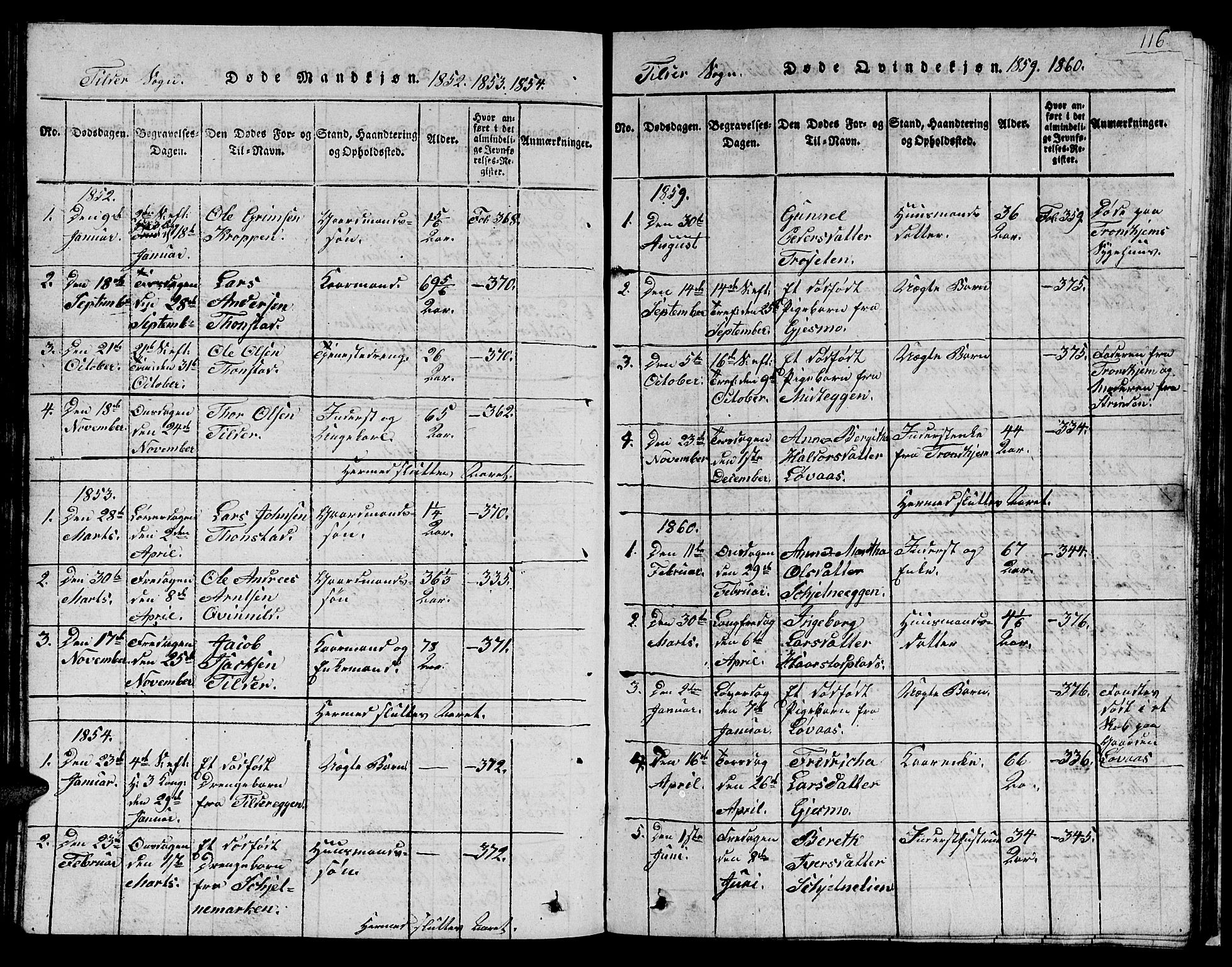 Ministerialprotokoller, klokkerbøker og fødselsregistre - Sør-Trøndelag, SAT/A-1456/621/L0458: Parish register (copy) no. 621C01, 1816-1865, p. 116