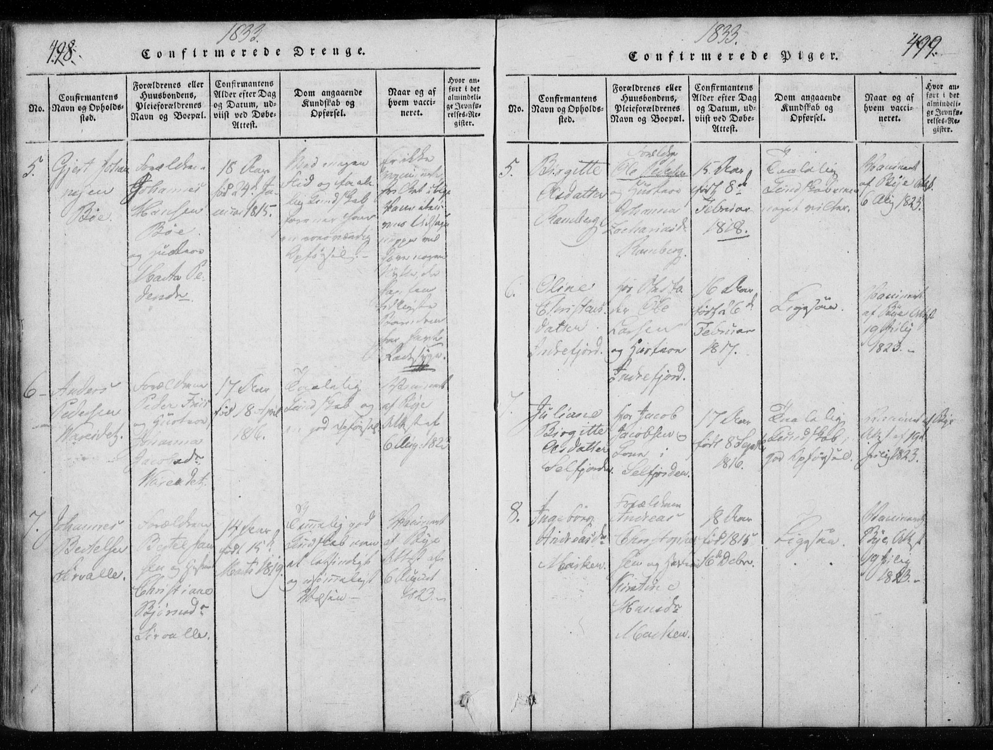 Ministerialprotokoller, klokkerbøker og fødselsregistre - Nordland, AV/SAT-A-1459/885/L1201: Parish register (official) no. 885A02, 1820-1837, p. 498-499