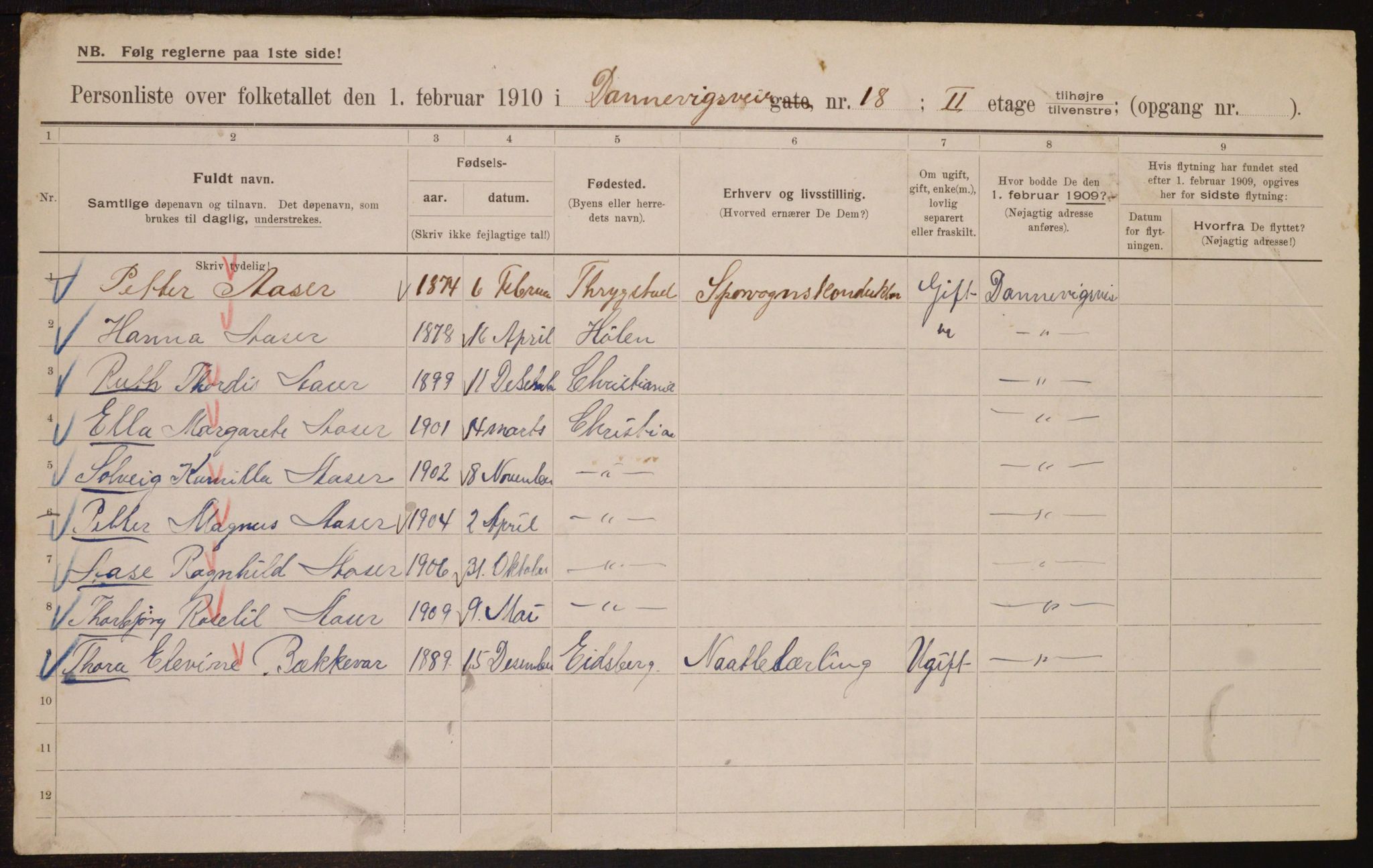 OBA, Municipal Census 1910 for Kristiania, 1910, p. 14698