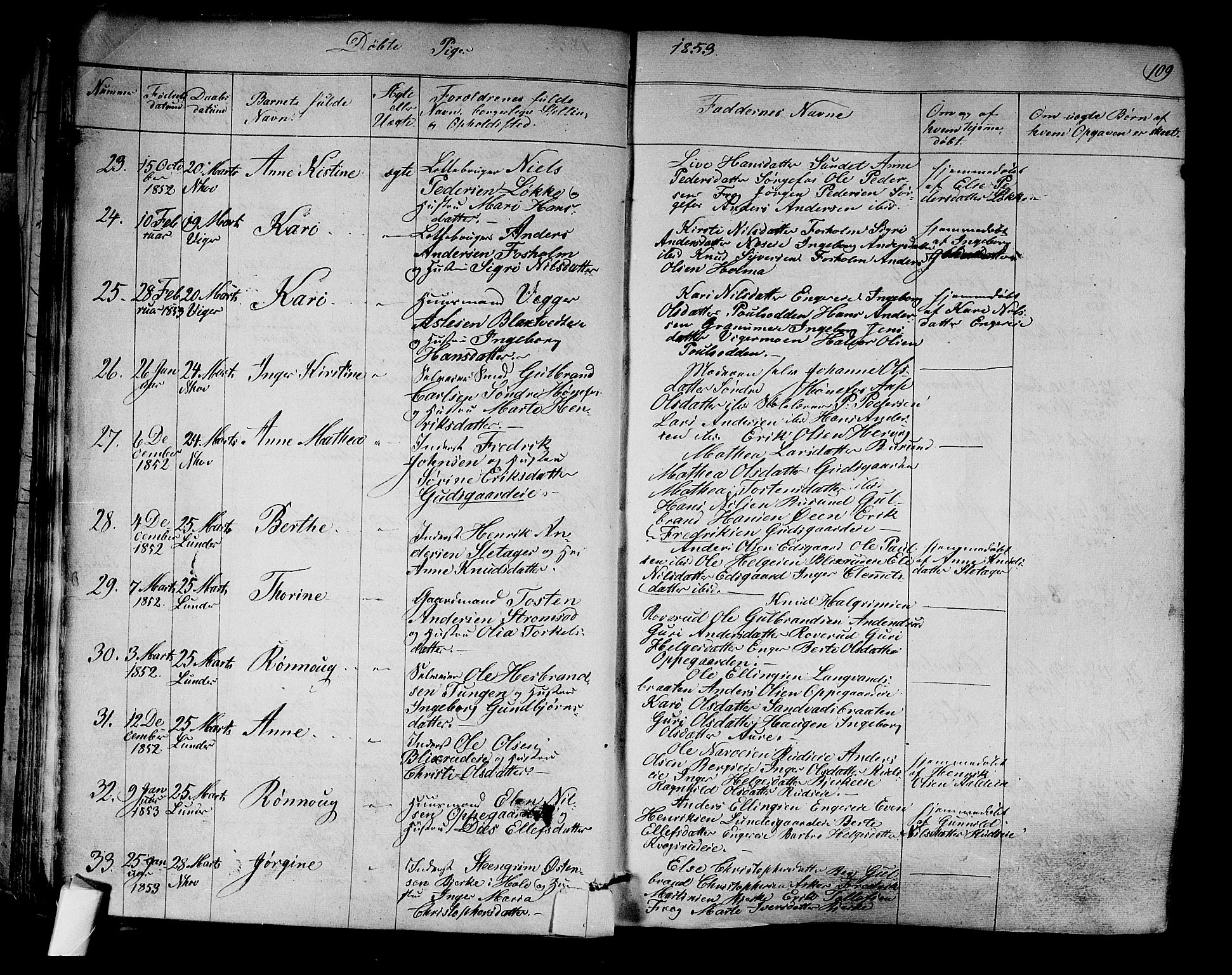 Norderhov kirkebøker, AV/SAKO-A-237/F/Fa/L0011: Parish register (official) no. 11, 1847-1856, p. 109