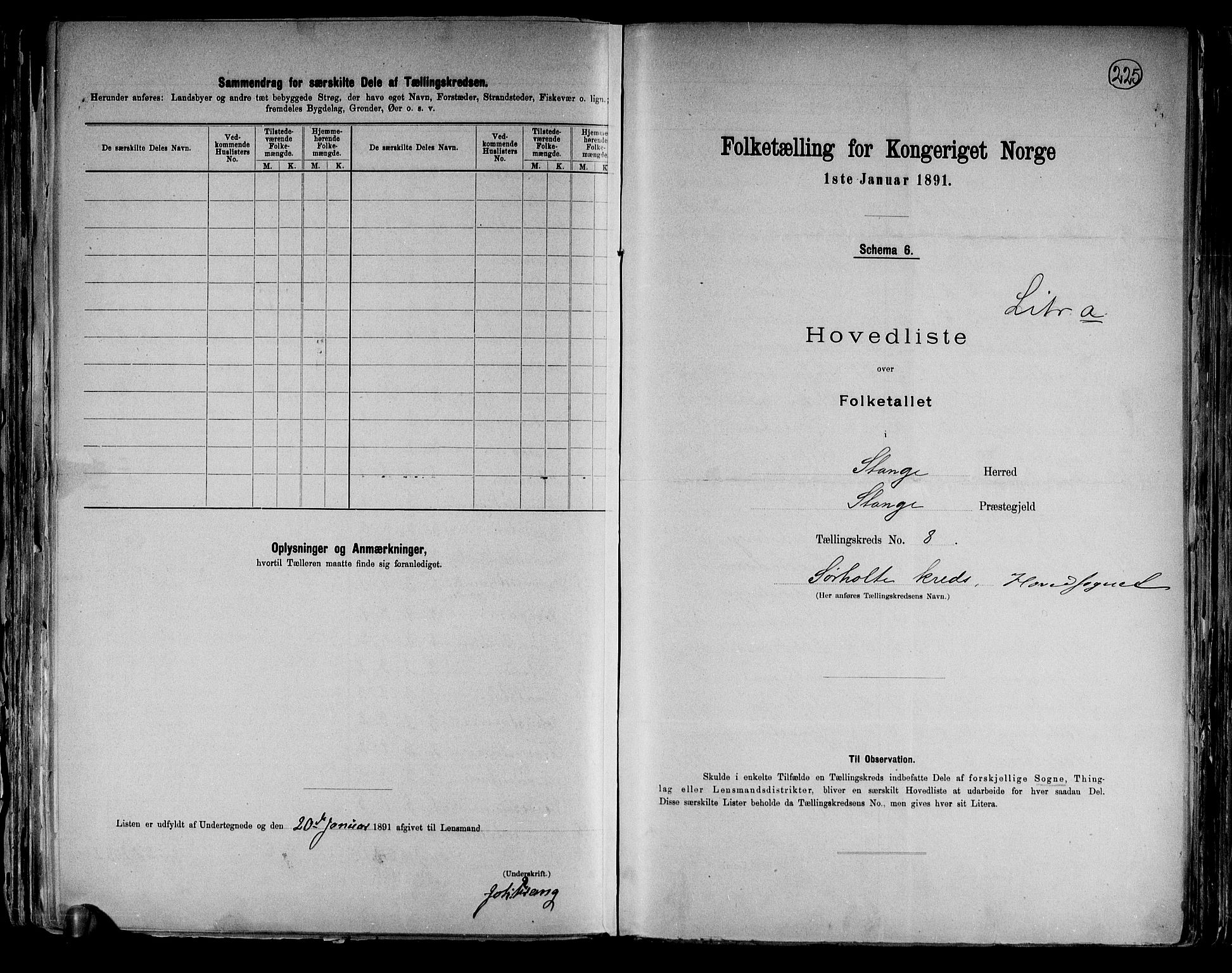 RA, 1891 census for 0417 Stange, 1891, p. 26