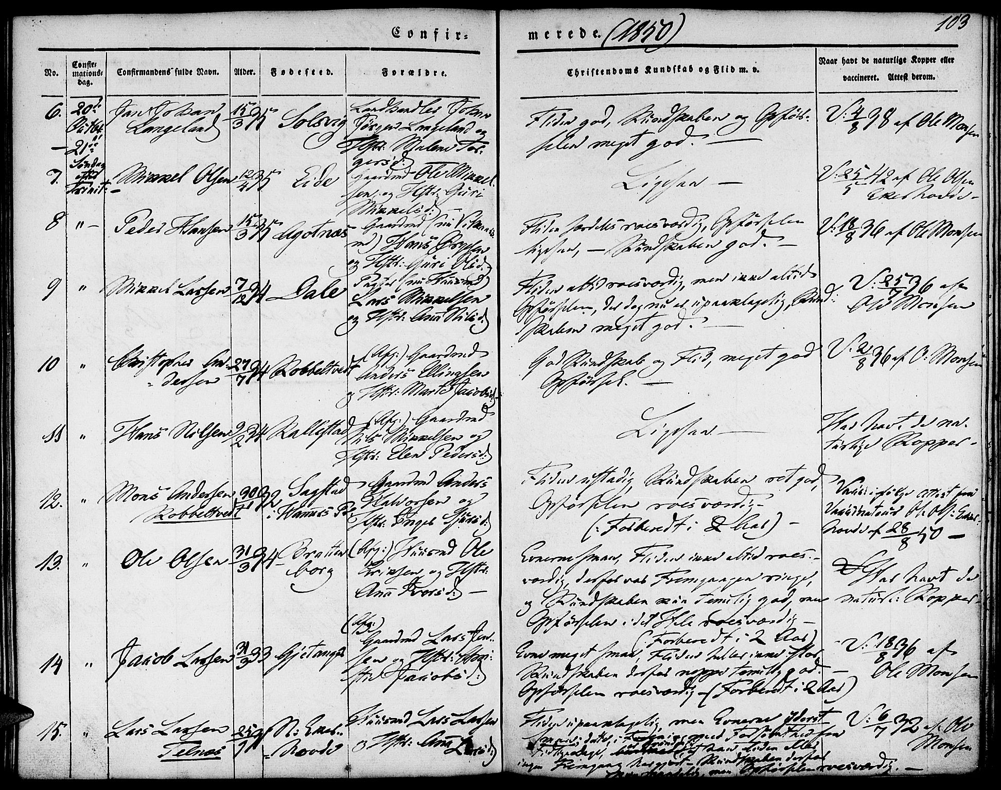 Fjell sokneprestembete, SAB/A-75301/H/Haa: Parish register (official) no. A 1, 1835-1850, p. 103