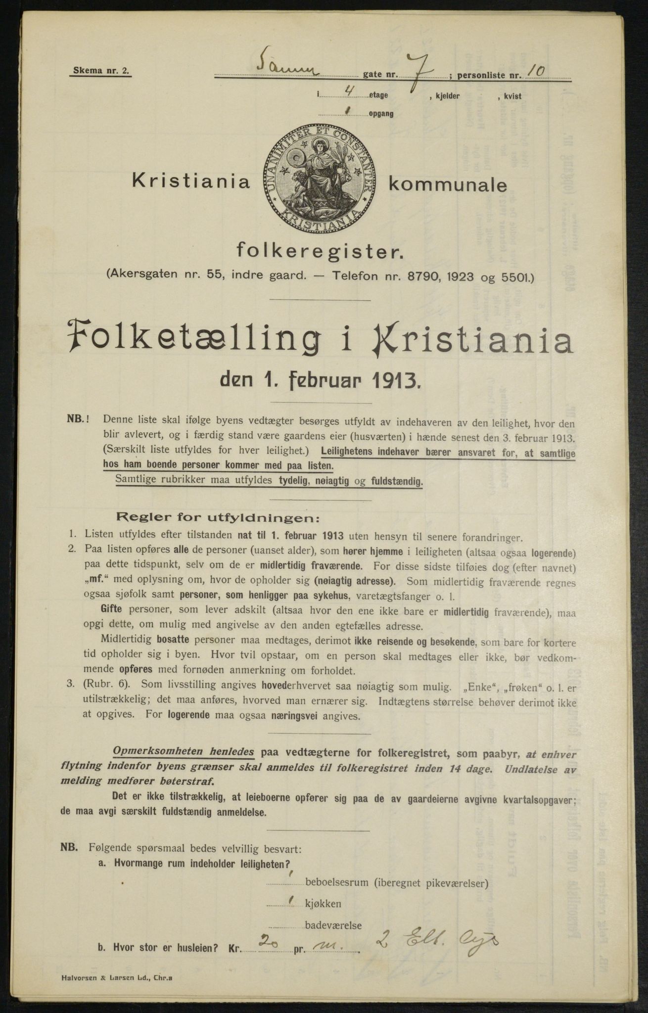 OBA, Municipal Census 1913 for Kristiania, 1913, p. 88495