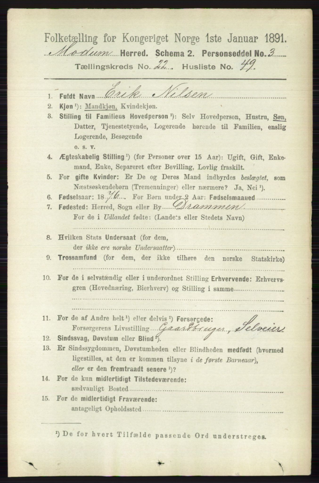 RA, 1891 census for 0623 Modum, 1891, p. 8656