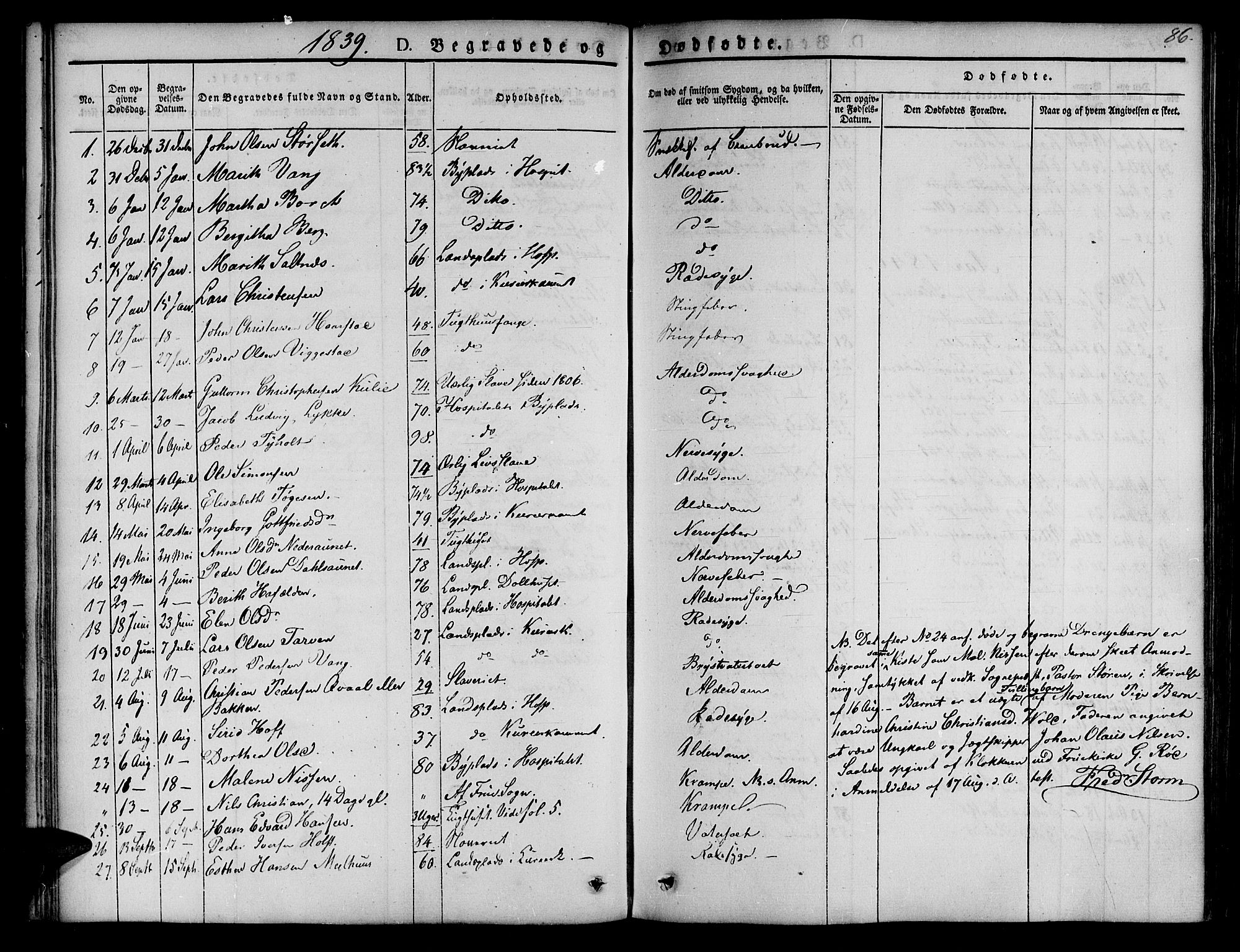 Ministerialprotokoller, klokkerbøker og fødselsregistre - Sør-Trøndelag, SAT/A-1456/623/L0468: Parish register (official) no. 623A02, 1826-1867, p. 86