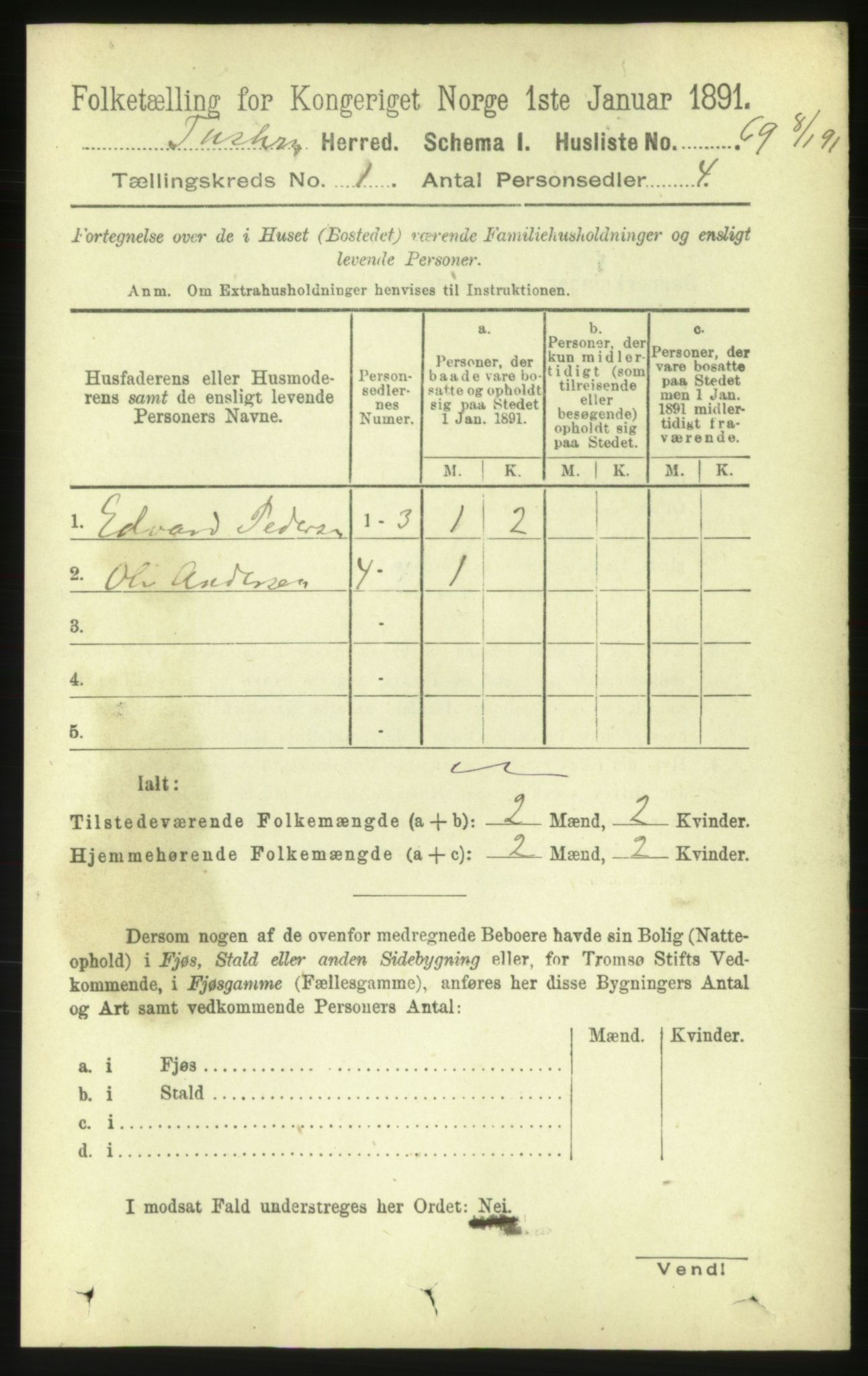 RA, 1891 census for 1572 Tustna, 1891, p. 89