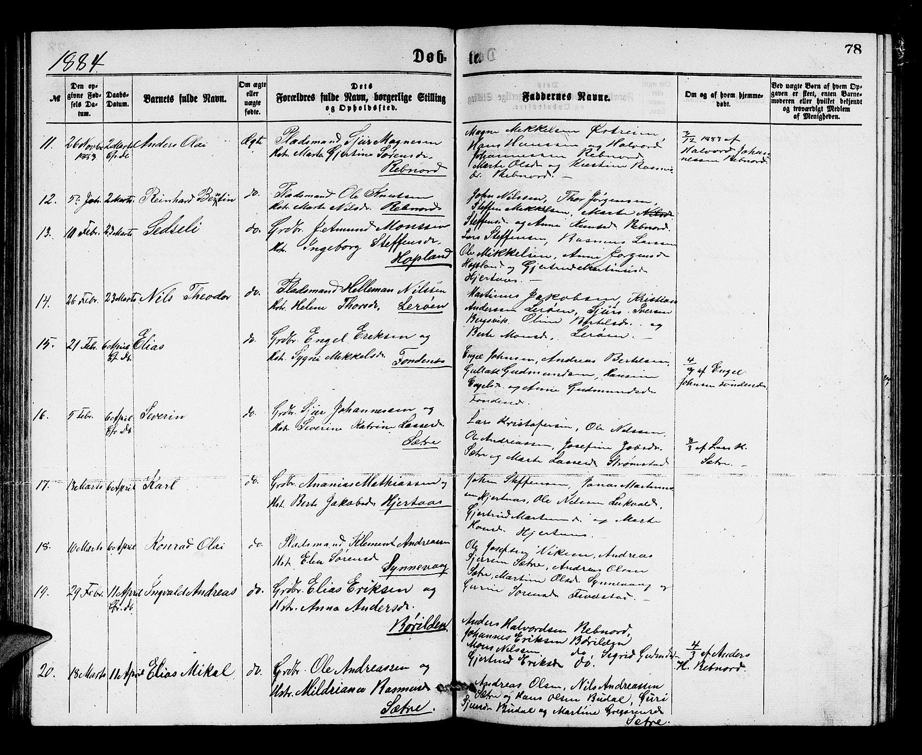 Lindås Sokneprestembete, SAB/A-76701/H/Hab: Parish register (copy) no. C 2, 1868-1885, p. 78