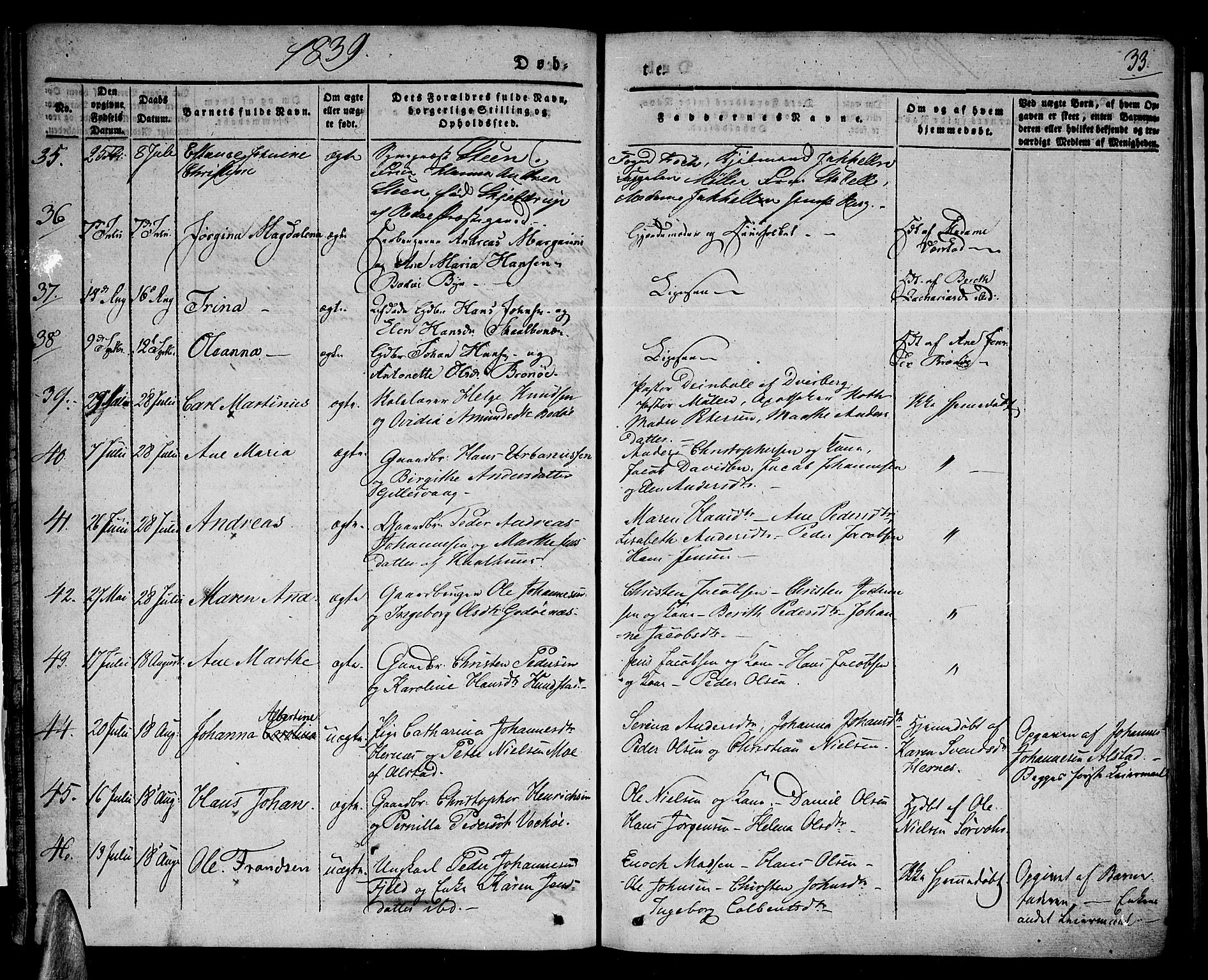 Ministerialprotokoller, klokkerbøker og fødselsregistre - Nordland, SAT/A-1459/801/L0006: Parish register (official) no. 801A06, 1834-1845, p. 33