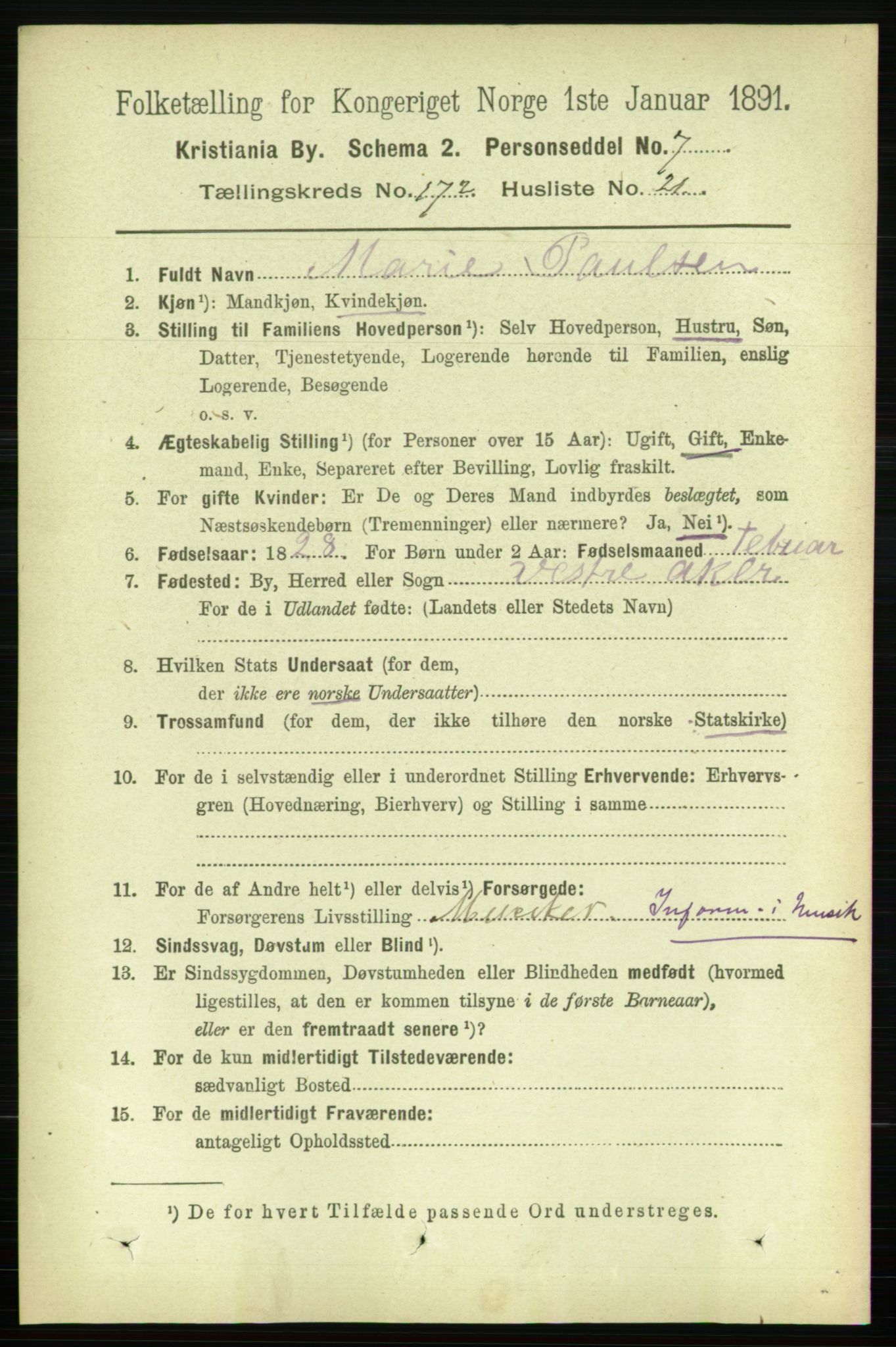 RA, 1891 census for 0301 Kristiania, 1891, p. 102510