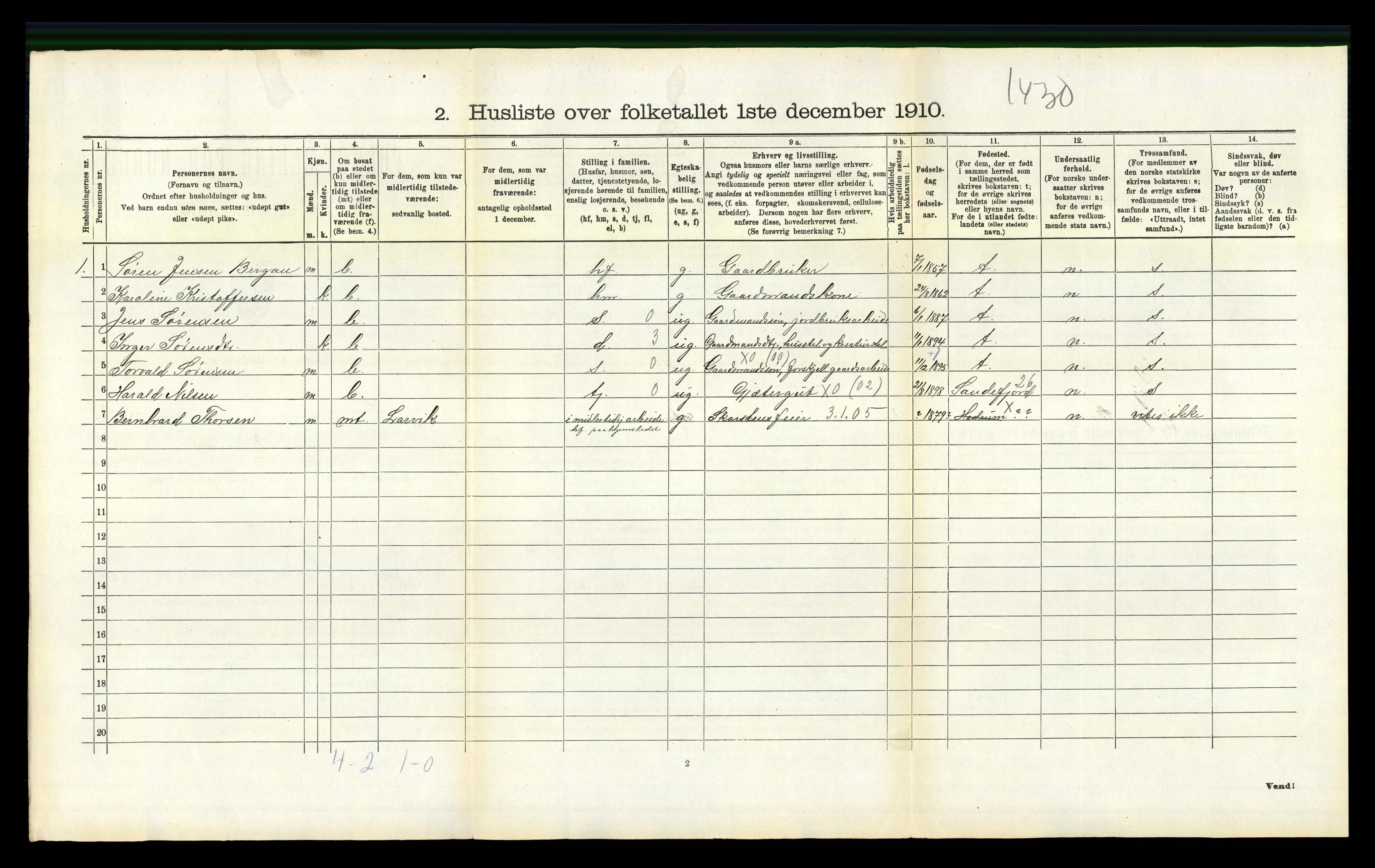 RA, 1910 census for Hedrum, 1910, p. 517