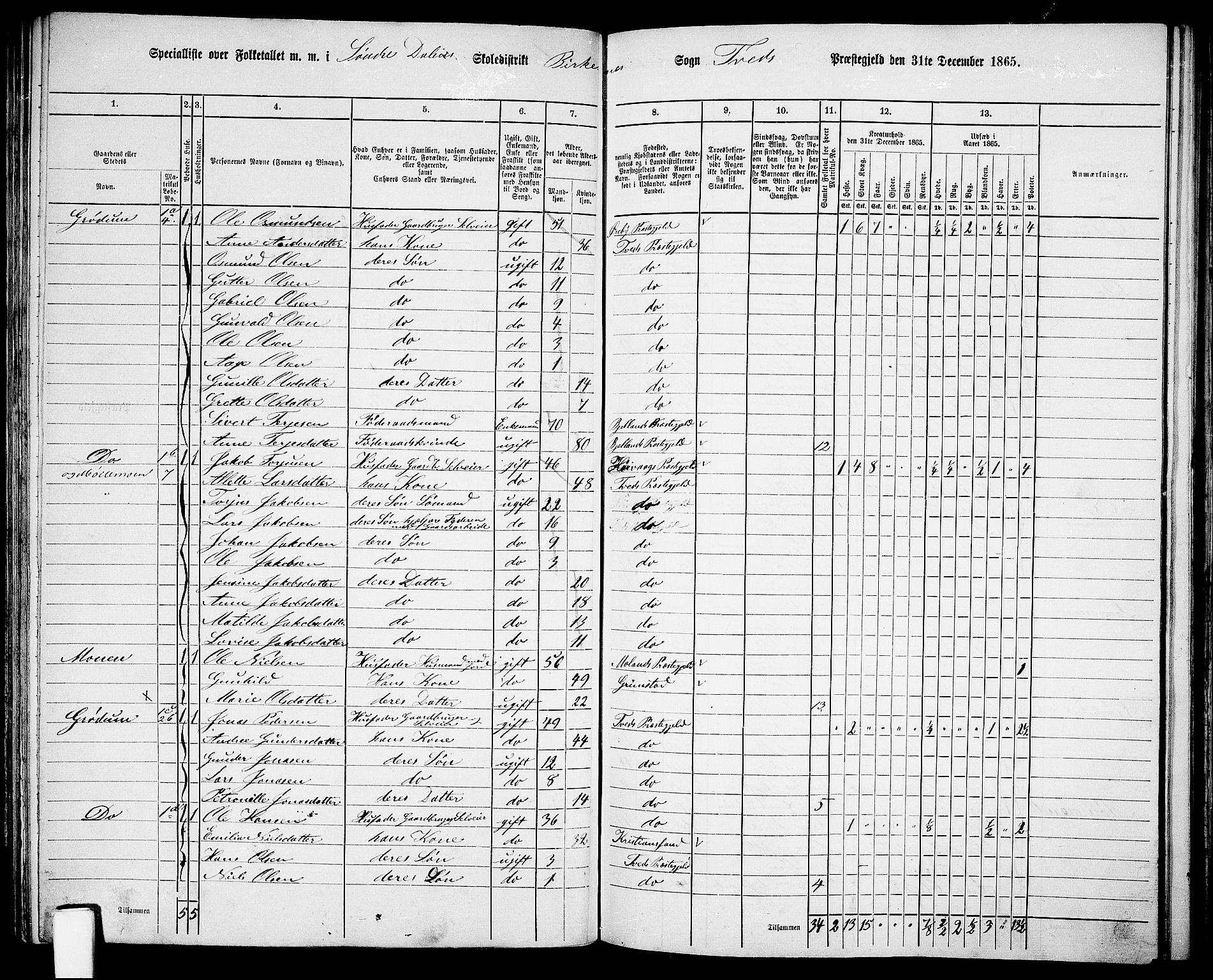 RA, 1865 census for Tveit, 1865, p. 81