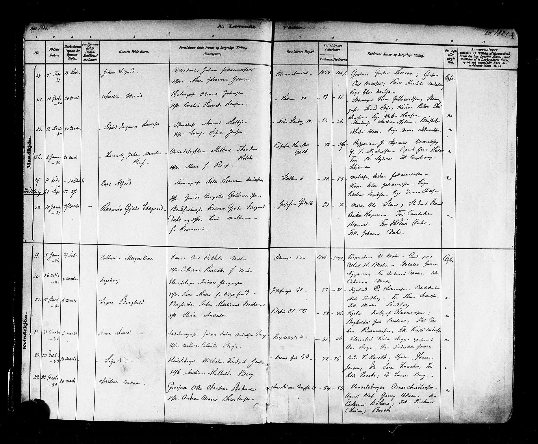 Trefoldighet prestekontor Kirkebøker, AV/SAO-A-10882/F/Fa/L0005: Parish register (official) no. I 5, 1881-1891, p. 4