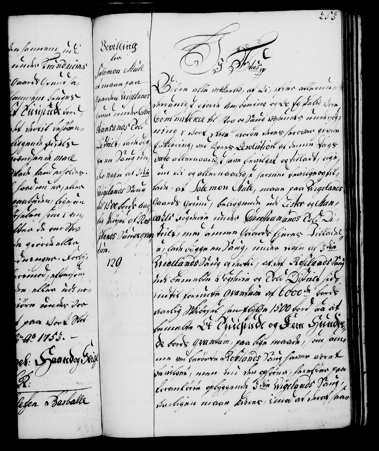 Rentekammeret, Kammerkanselliet, RA/EA-3111/G/Gg/Gga/L0006: Norsk ekspedisjonsprotokoll med register (merket RK 53.6), 1749-1759, p. 253