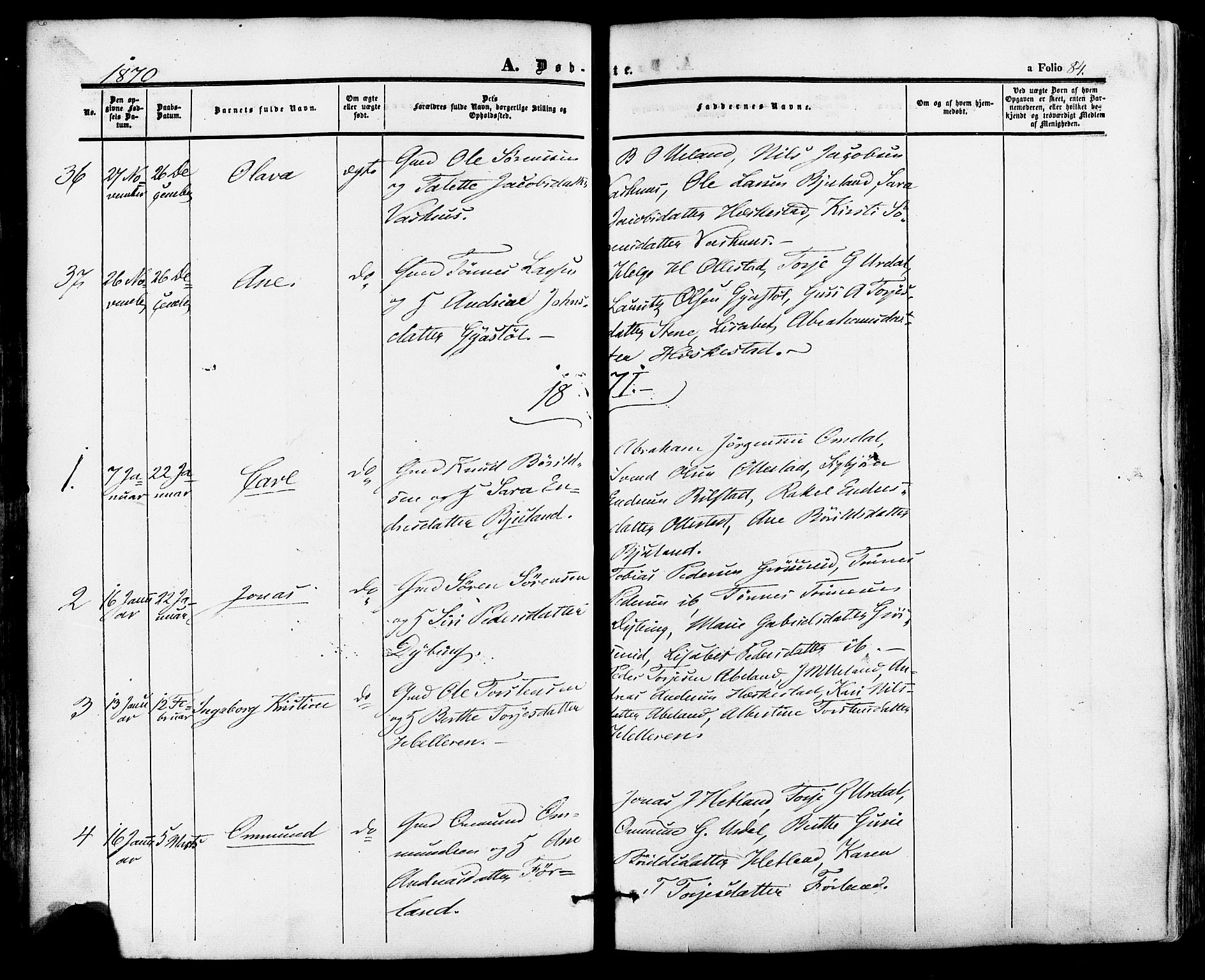 Lund sokneprestkontor, AV/SAST-A-101809/S06/L0010: Parish register (official) no. A 9, 1854-1886, p. 84