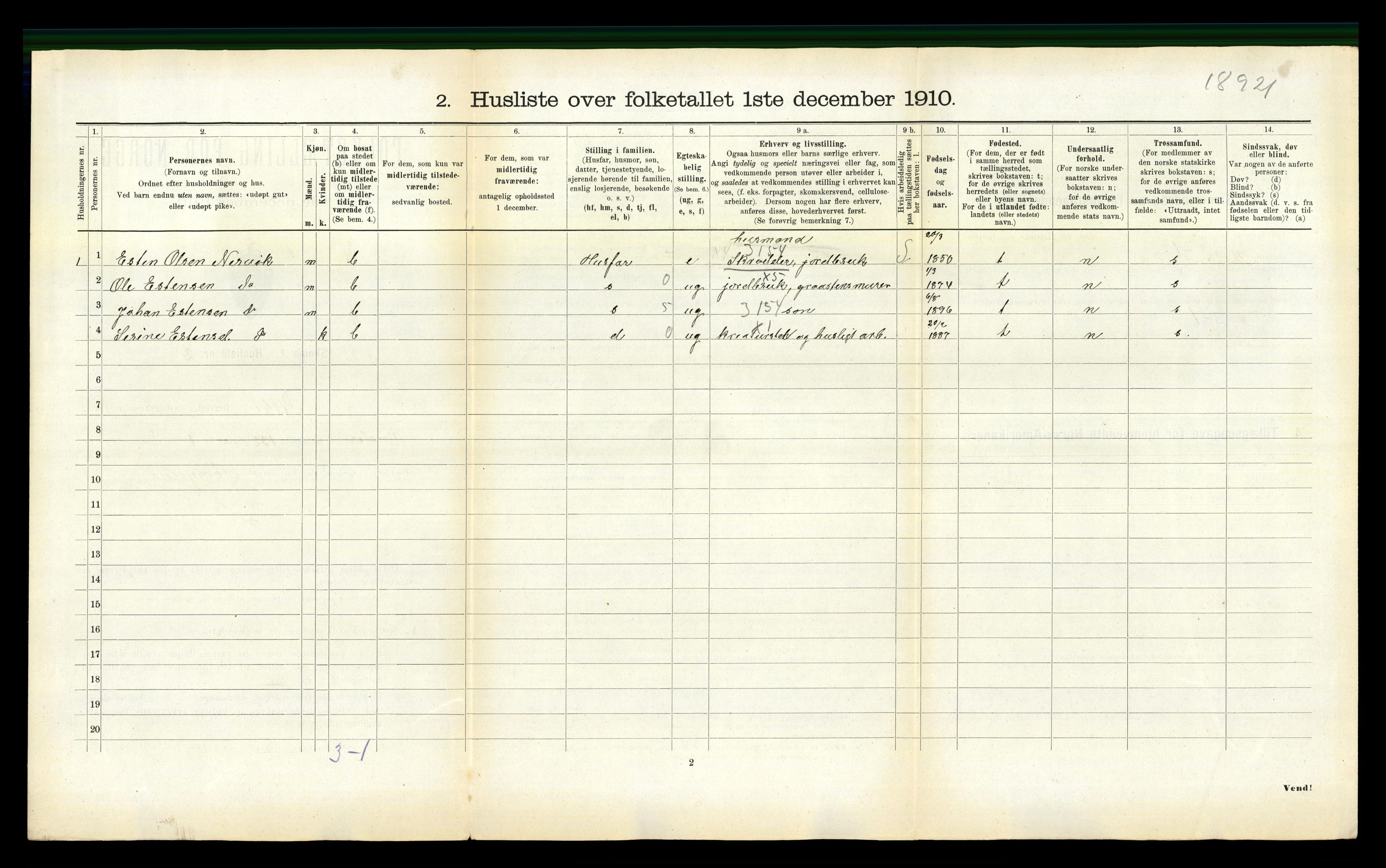 RA, 1910 census for Selbu, 1910, p. 1339