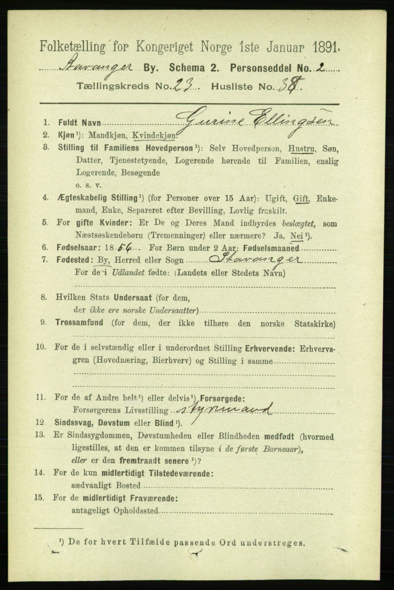 RA, 1891 census for 1103 Stavanger, 1891, p. 25732