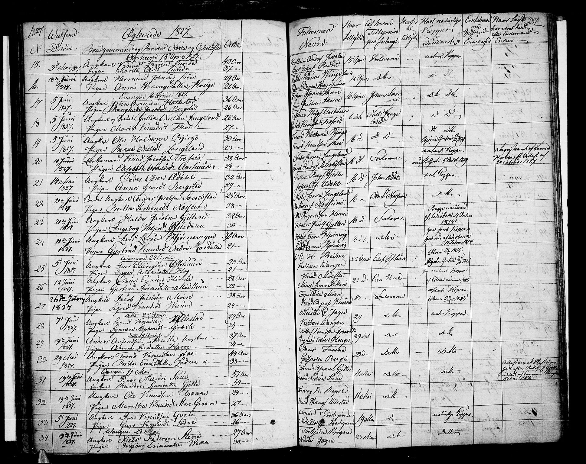 Voss sokneprestembete, AV/SAB-A-79001/H/Haa: Parish register (official) no. A 12, 1823-1837, p. 287