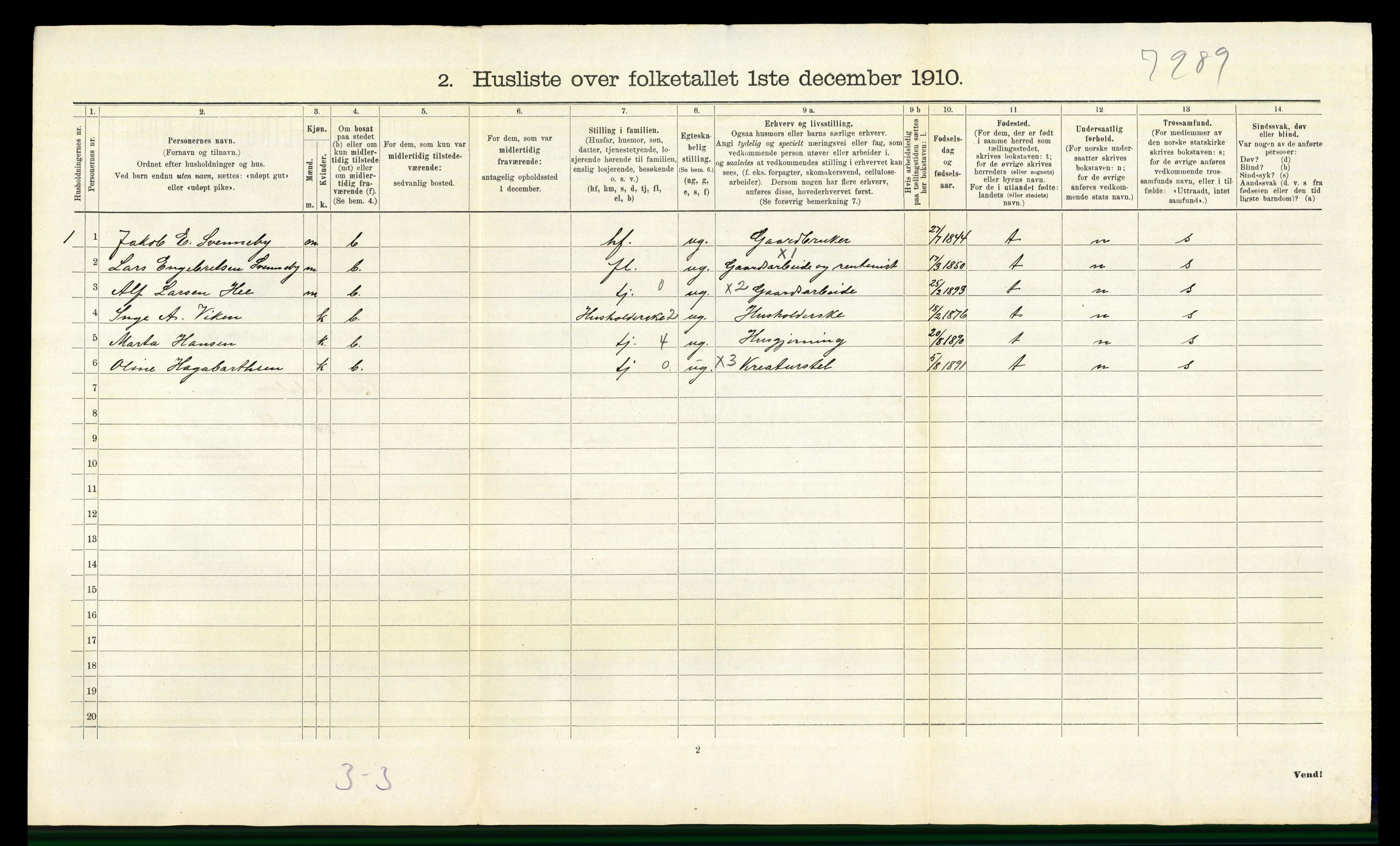 RA, 1910 census for Nord-Odal, 1910, p. 788