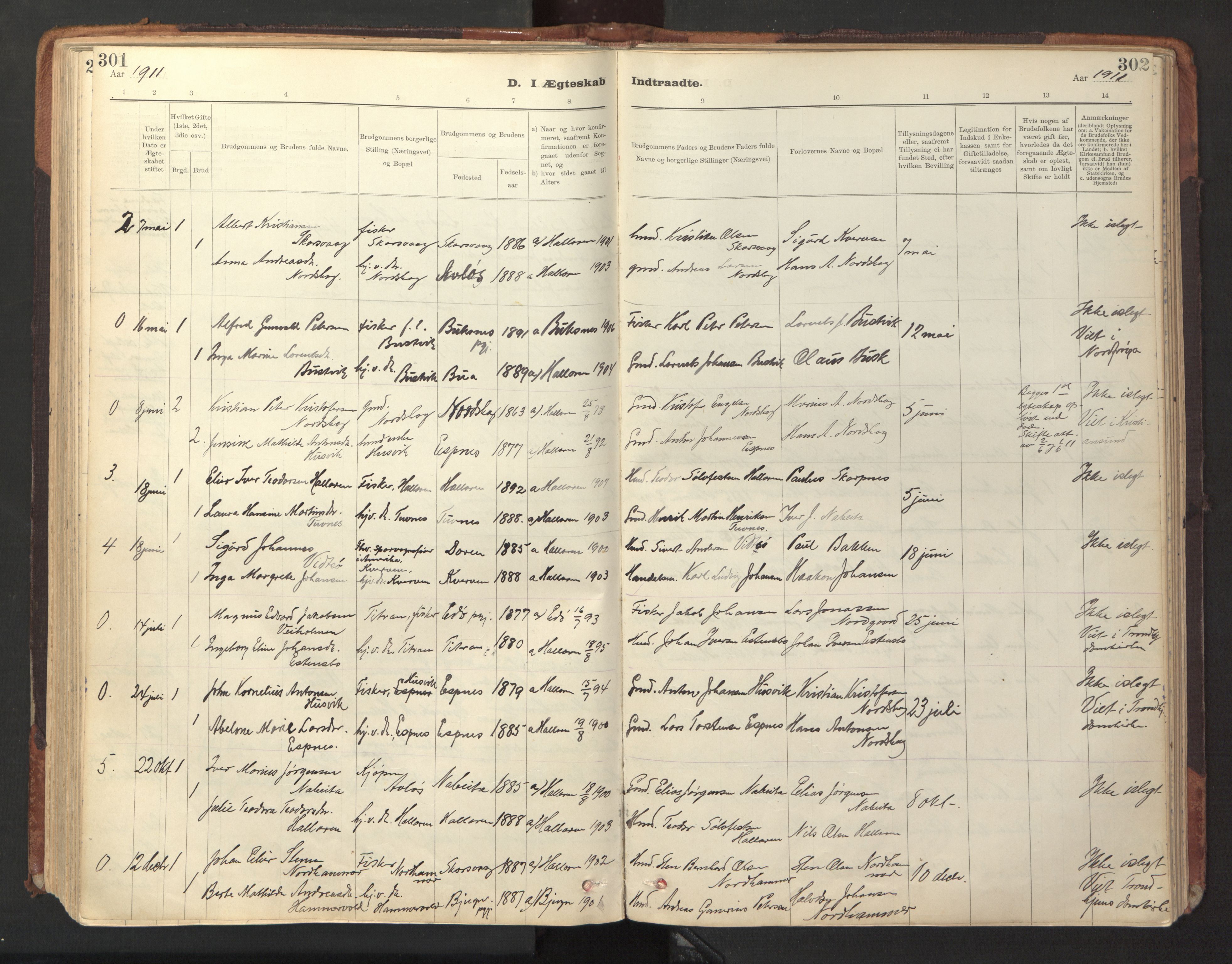 Ministerialprotokoller, klokkerbøker og fødselsregistre - Sør-Trøndelag, SAT/A-1456/641/L0596: Parish register (official) no. 641A02, 1898-1915, p. 301-302