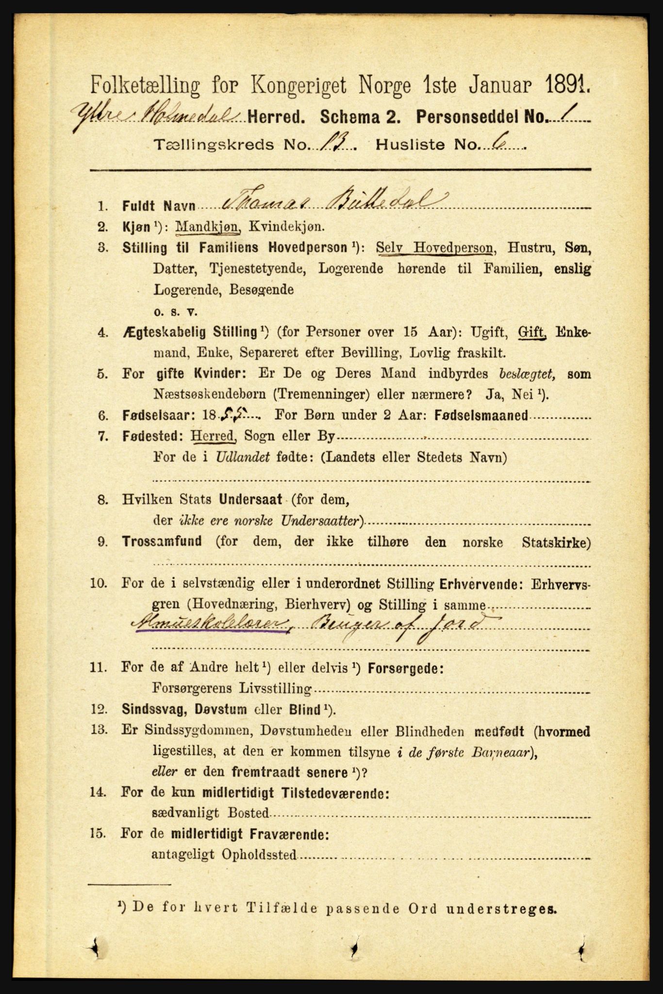 RA, 1891 census for 1429 Ytre Holmedal, 1891, p. 3472