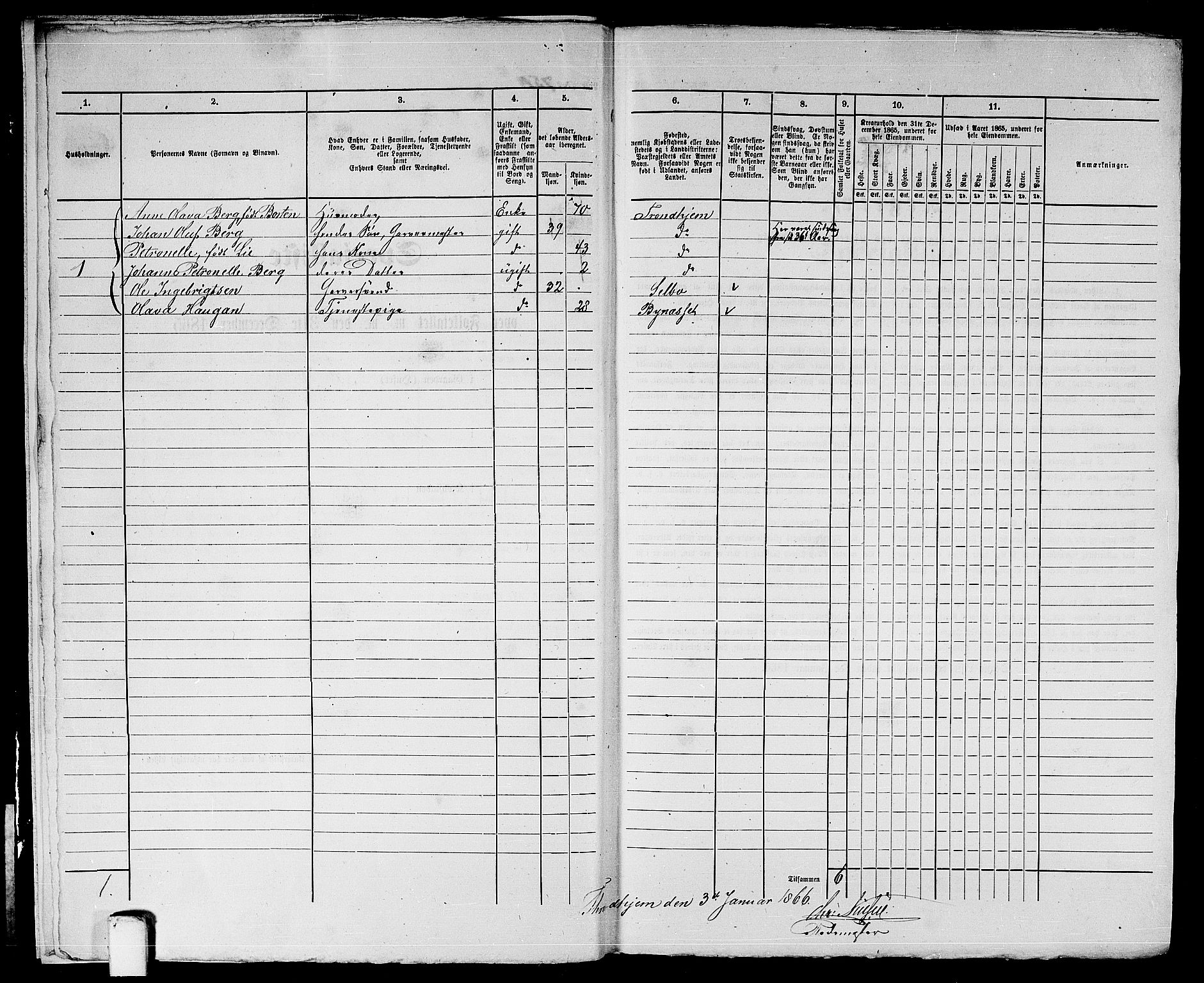 RA, 1865 census for Trondheim, 1865, p. 1555