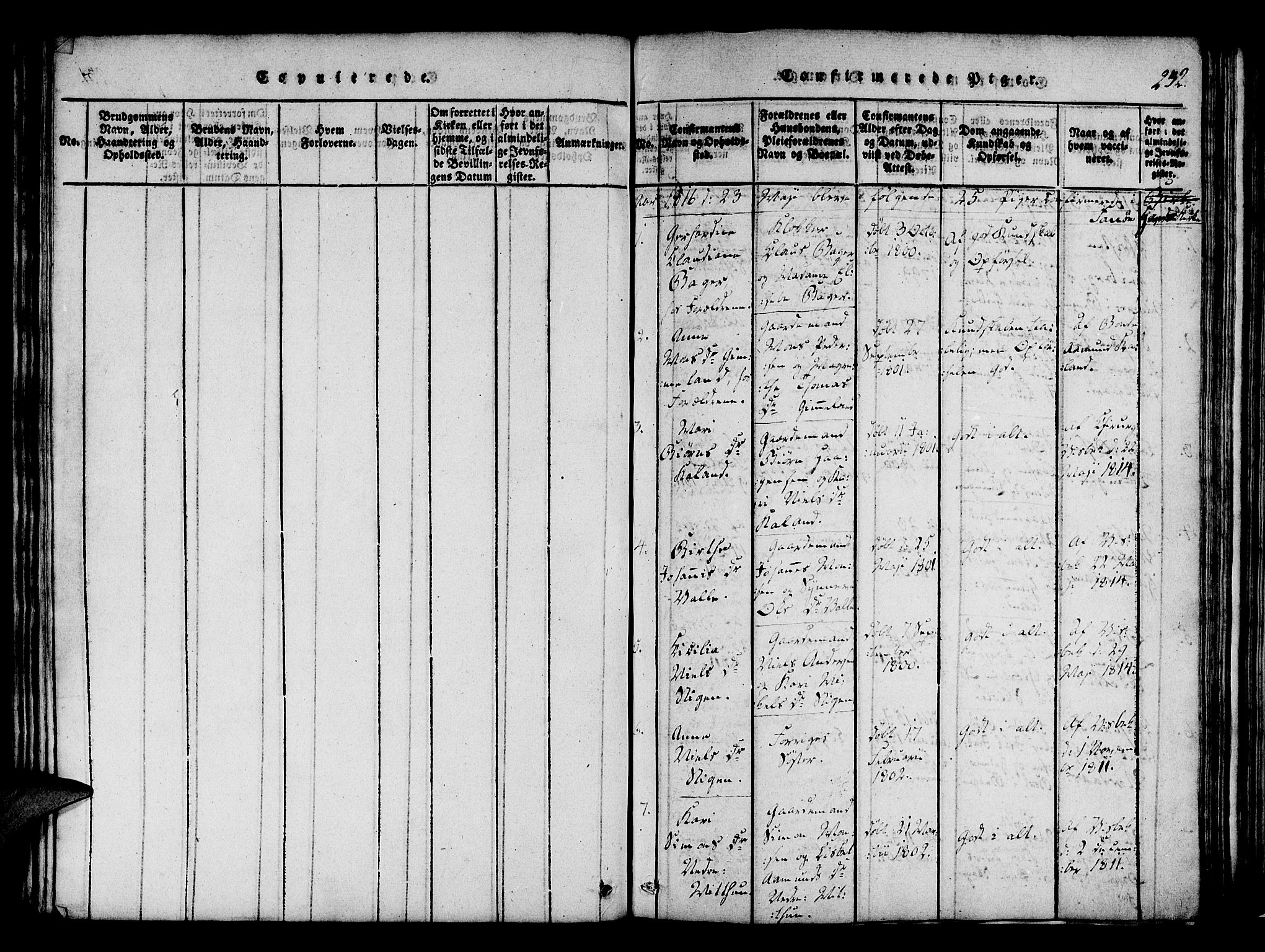 Fana Sokneprestembete, SAB/A-75101/H/Haa/Haaa/L0007: Parish register (official) no. A 7, 1816-1828, p. 232