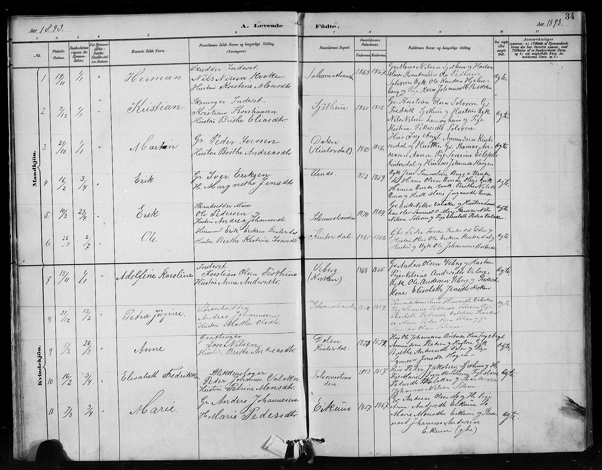 Hafslo sokneprestembete, SAB/A-80301/H/Hab/Habc/L0001: Parish register (copy) no. C 1, 1882-1908, p. 34