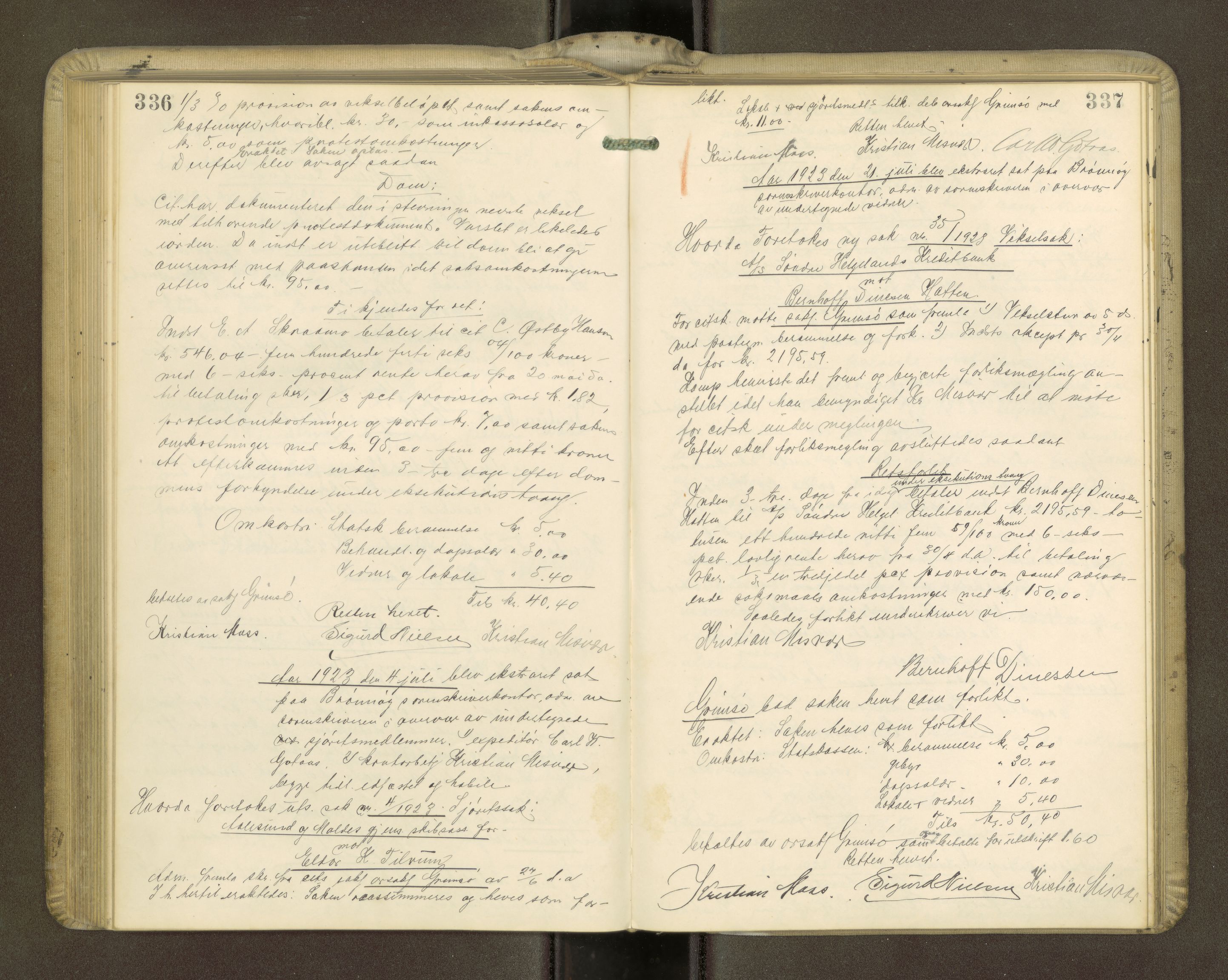 Brønnøy sorenskriveri, AV/SAT-A-4170/1/1/1B/L0001: Ekstrarettsprotokoll, 1919-1926, p. 336-337