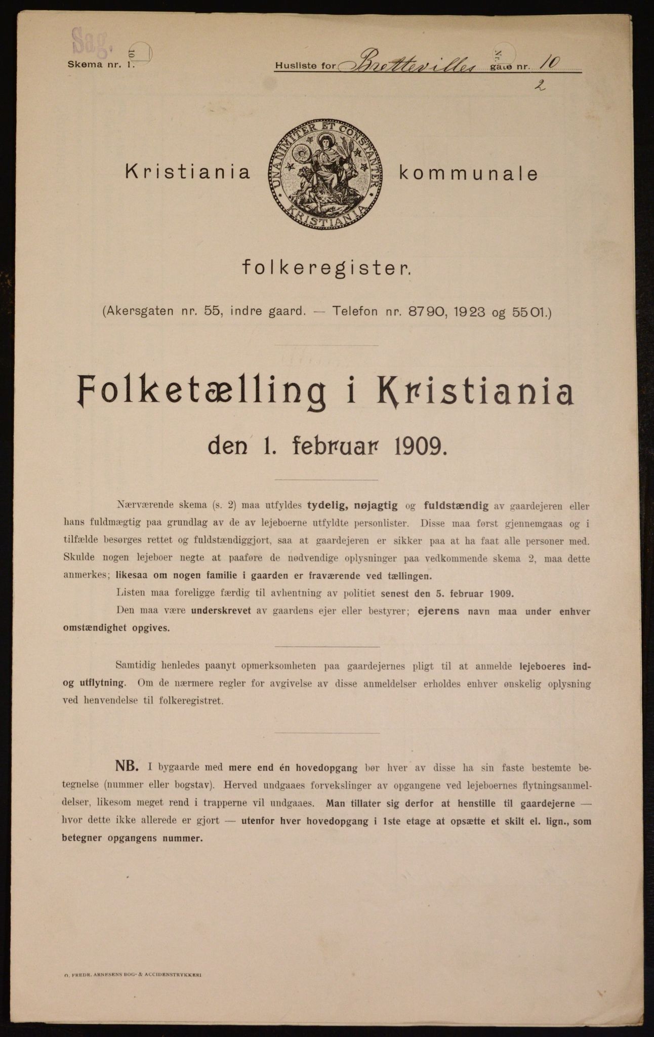 OBA, Municipal Census 1909 for Kristiania, 1909, p. 8181