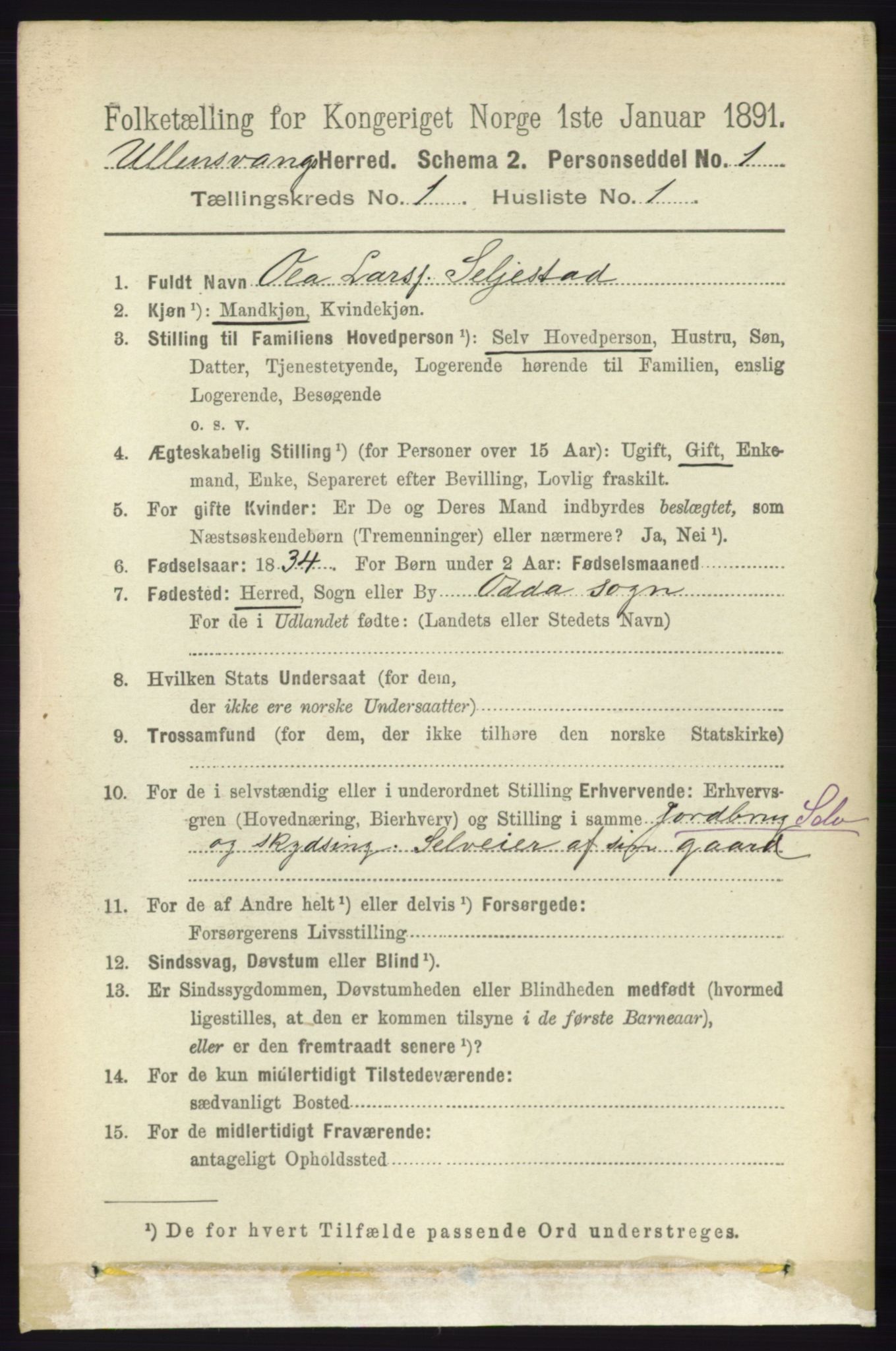 RA, 1891 census for 1230 Ullensvang, 1891, p. 79