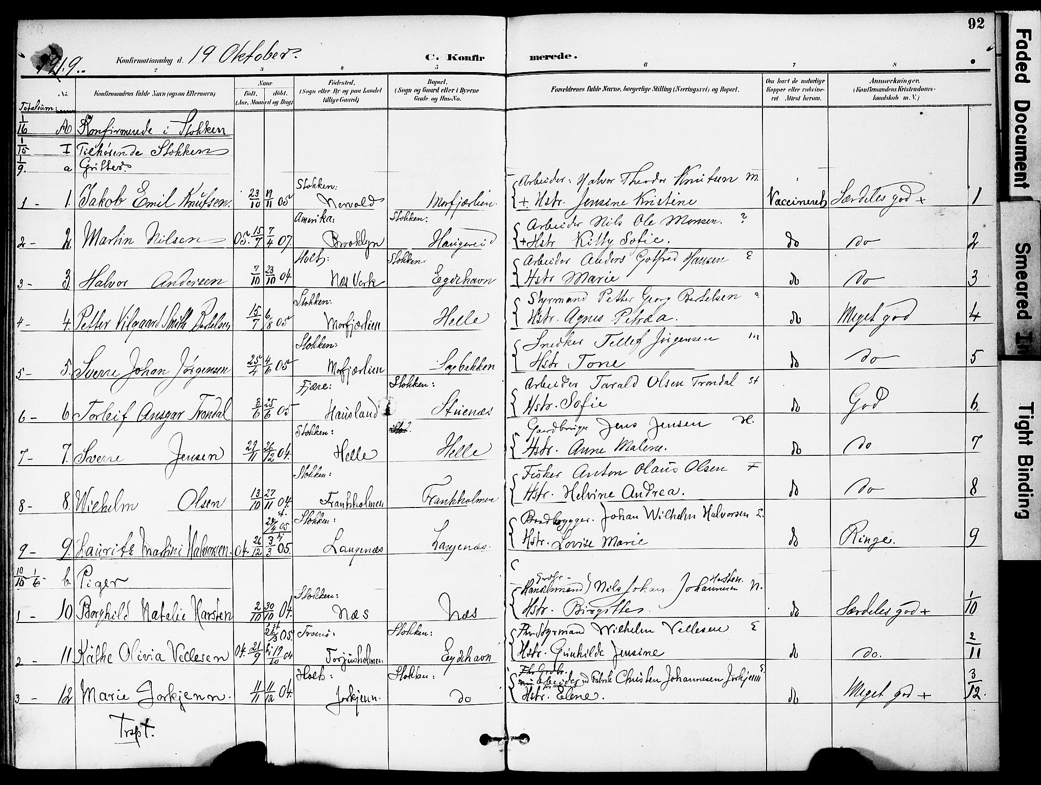 Austre Moland sokneprestkontor, AV/SAK-1111-0001/F/Fa/Fab/L0002: Parish register (official) no. A 2, 1894-1919, p. 92